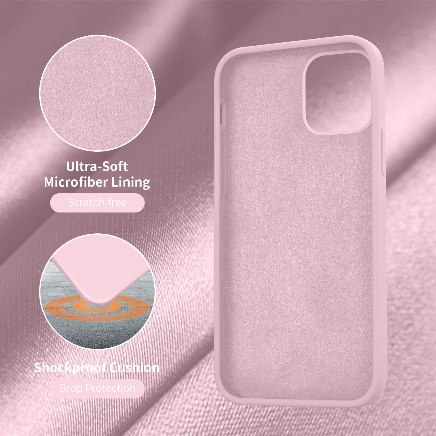 Cordking Funda diseñada para iPhone 12, diseñada para iPhone 12 Pro, funda de silicona a prueba de golpes con forro de microfibra suave antiarañazos