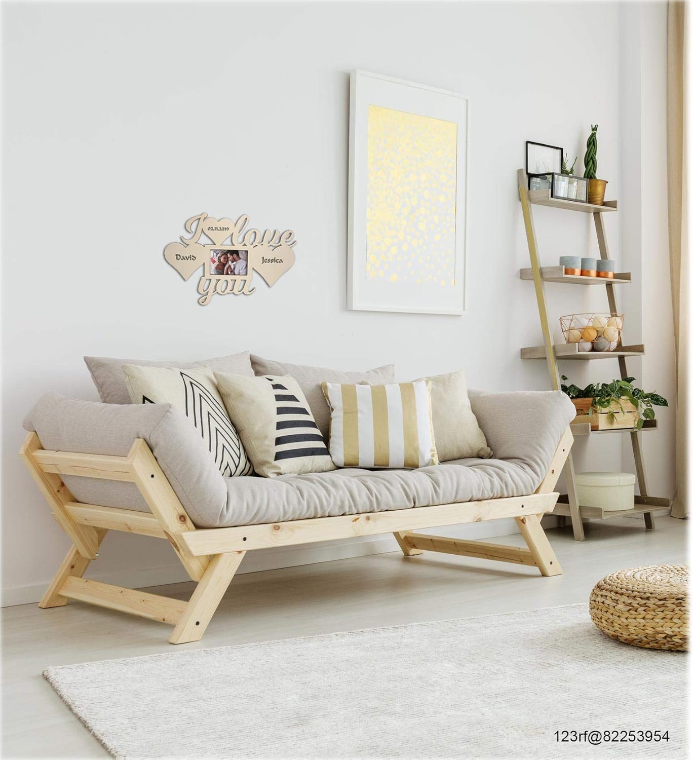 Marco de fotos personalizado con texto en inglés “I love you”, arte de madera con nombre personalizado, regalos para el día de San Valentín para él