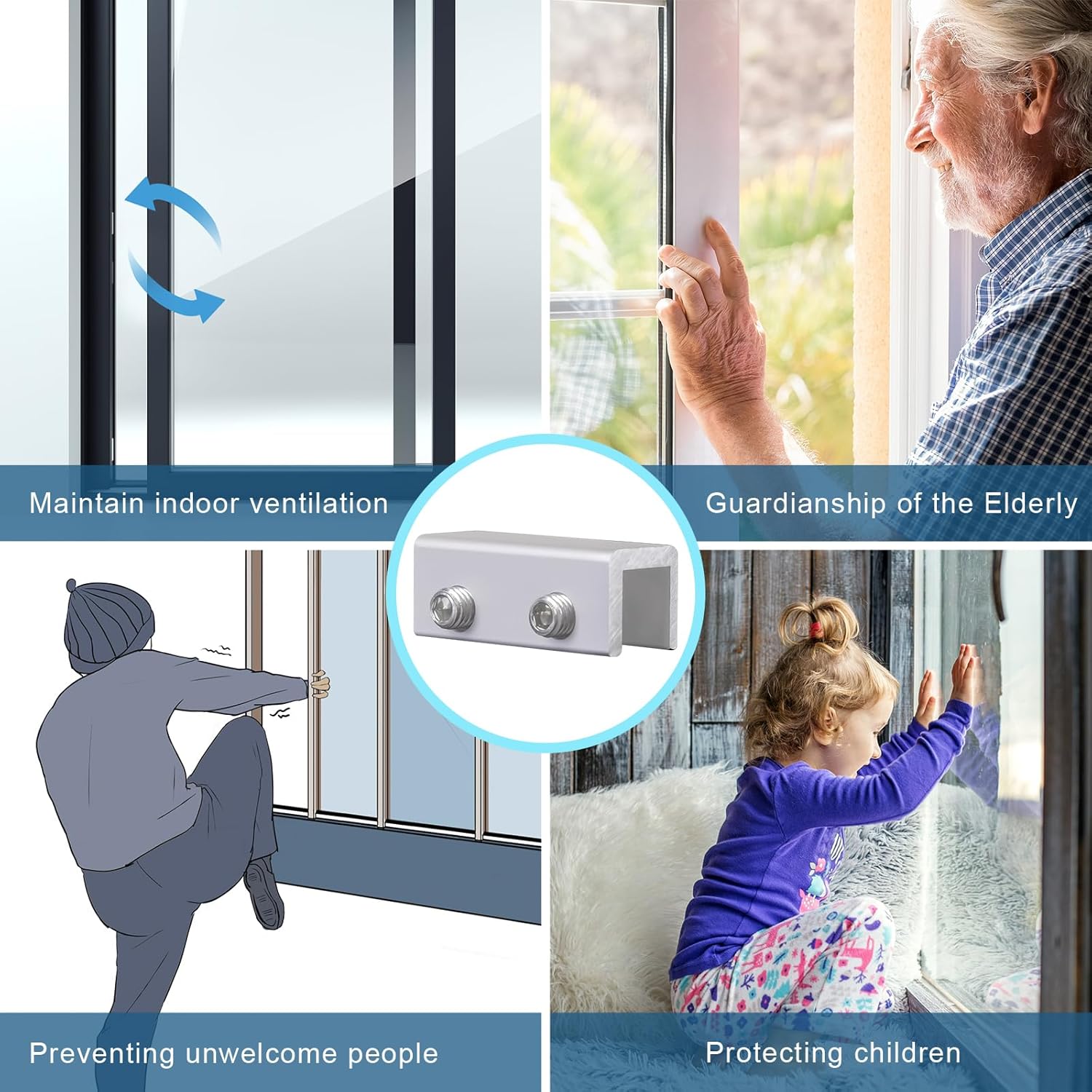 6 juegos de cerraduras de ventana con llave, cerraduras de ventana correderas de aluminio para ventanas correderas verticales horizontales puertas