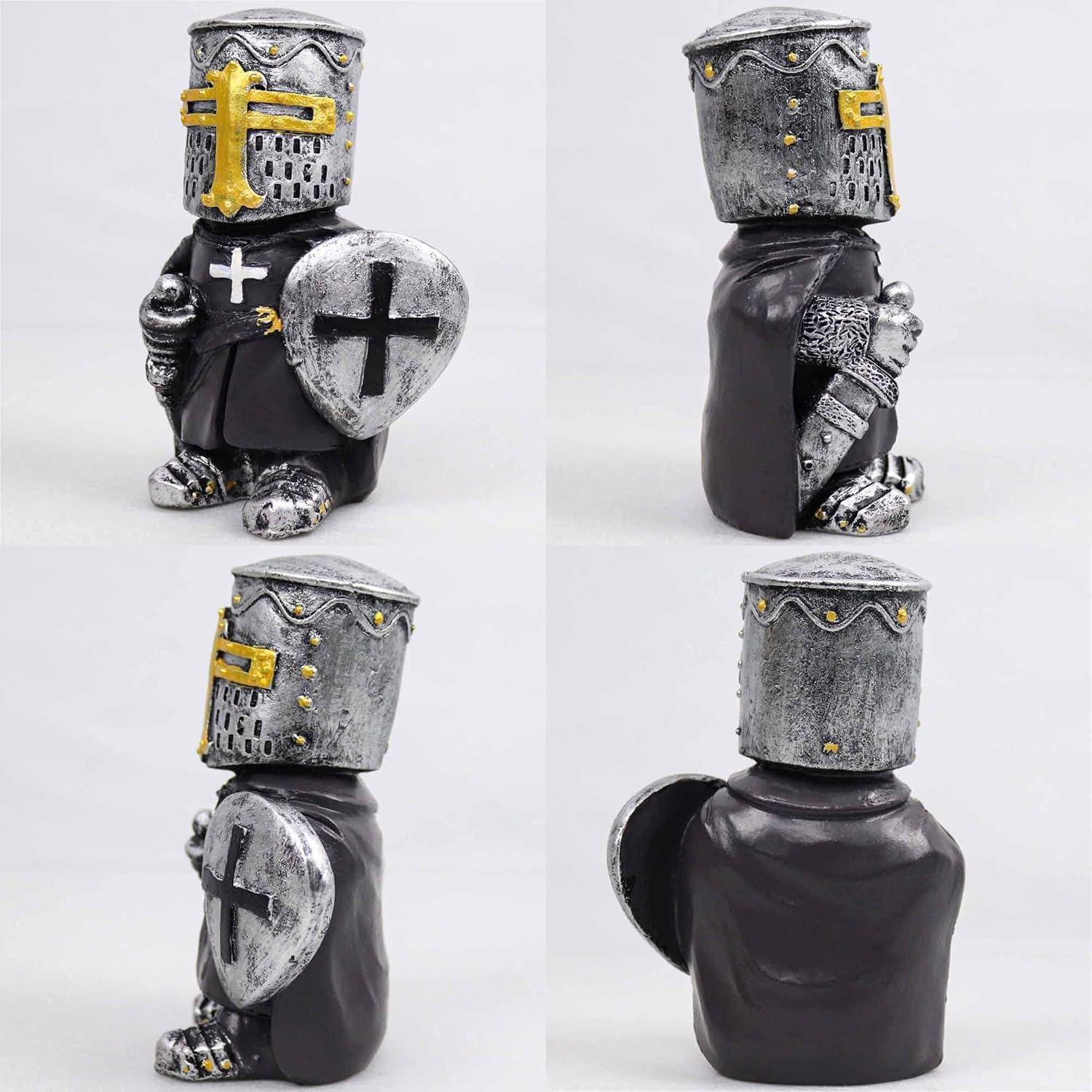 nezababy 8 piezas de gnomos de caballero guardia de jardín, decoración medieval Wee Crusader Battle Swordsman Fighting Outdoor Figurines Lawn Decor