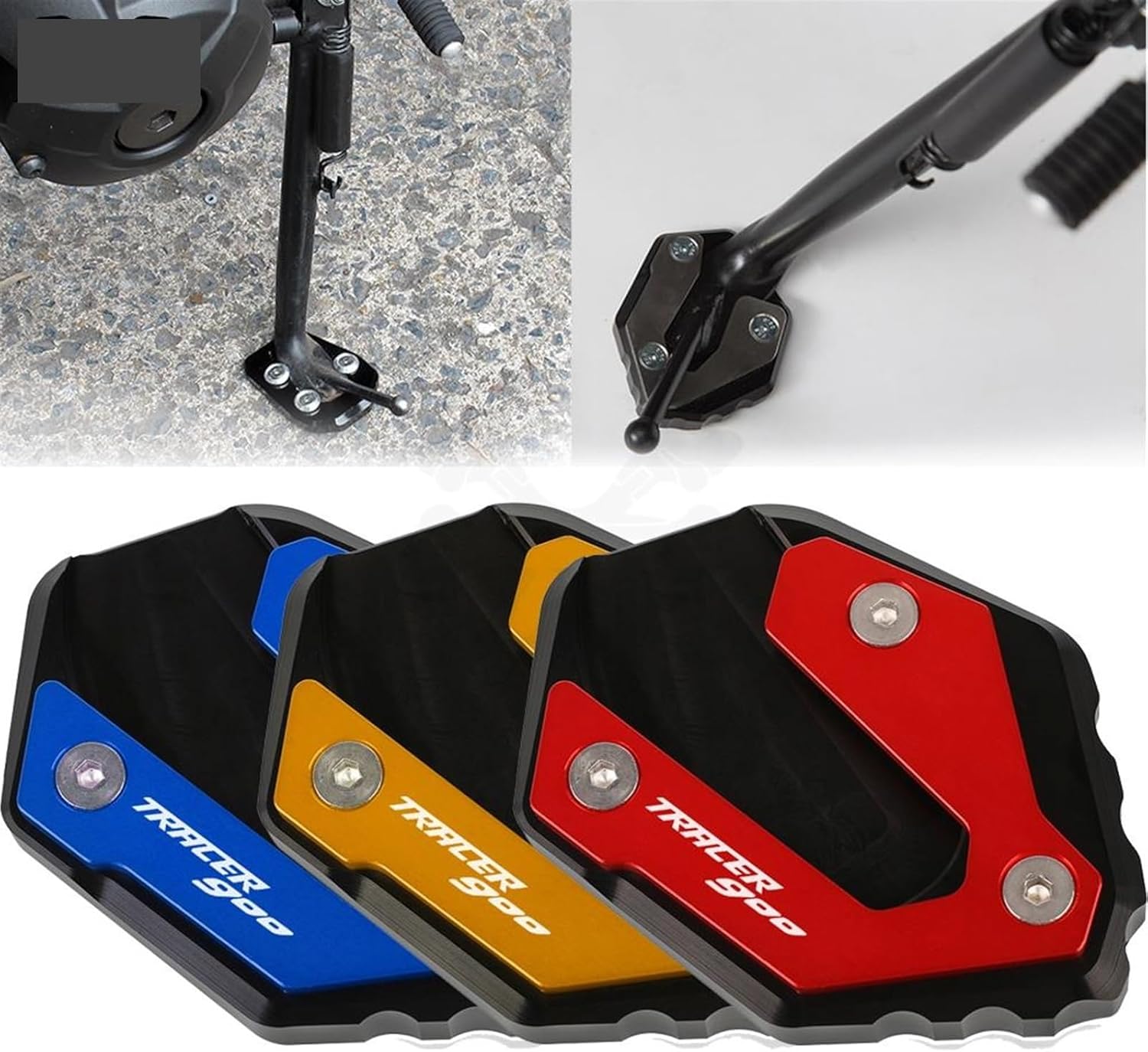 CNC aluminio for Yamaha Tracer 900 MT09 2014-2021 Motorcycle Kickstand Foot Side Stand Extension Pad Support Plate (Color  Red)