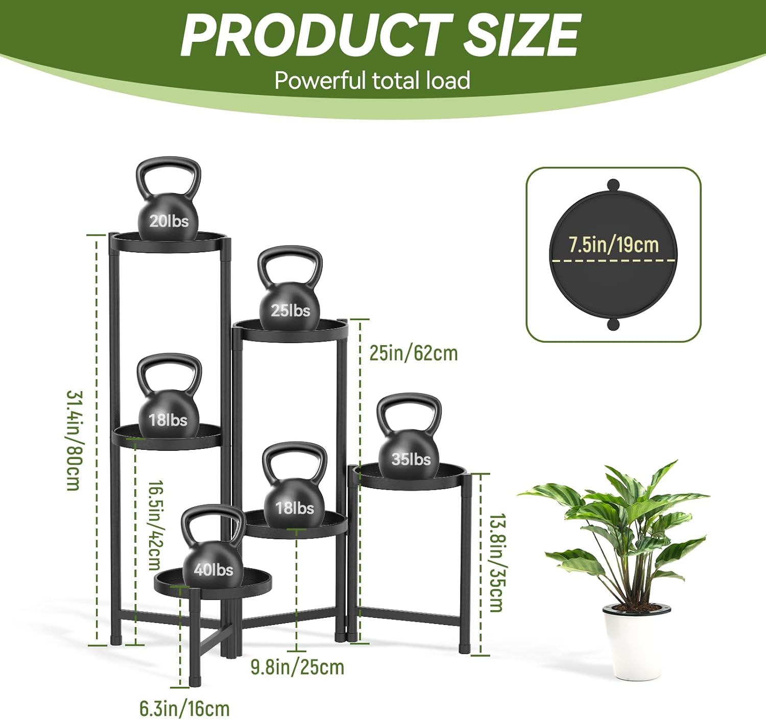 Soporte de metal de 6 niveles para plantas alto para interiores y exteriores, estante de esquina plegable para múltiples plantas, soporte para