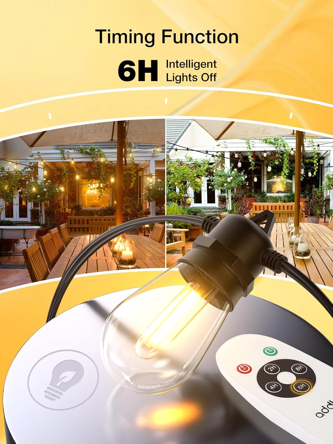addlon Tira de luces LED para exteriores de 200 pies (paquete de 4 x 50 pies), control remoto con función de temporizador, 60 bombillas Edison