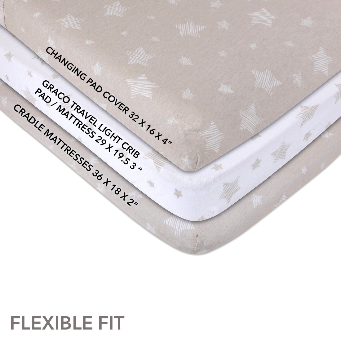 Ely’s & Co. Ely’s & Co. – Juego de sábanas para cambiador, 2 unidades, 100% algodón jersey para bebé niña y bebé, diseño de estrella dibujada en