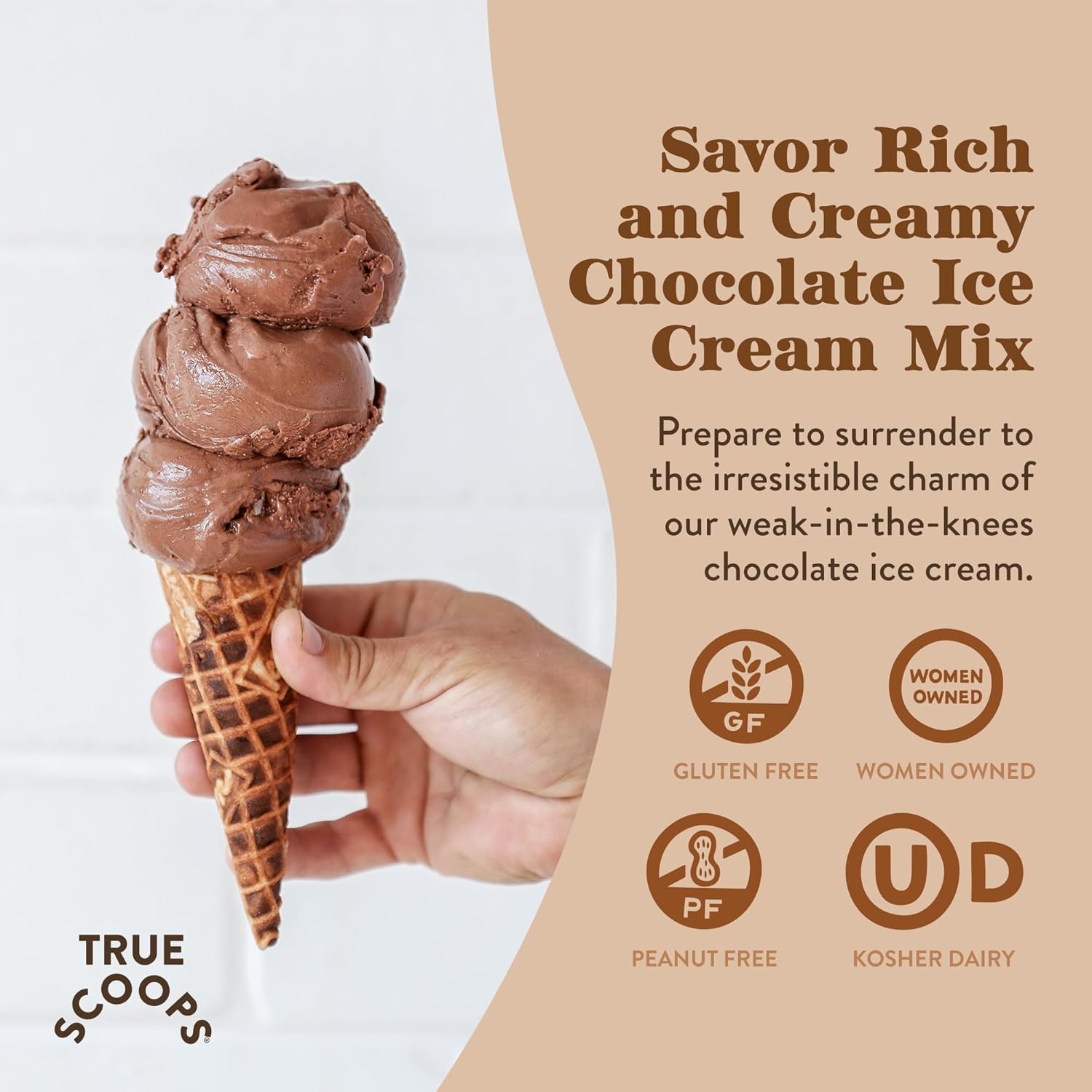 True Scoops Paquete de 2 mezclas de helado de chocolate. Añade un ingrediente la mitad y la mitad. Hace 1 pinta de helado casero de primera calidad