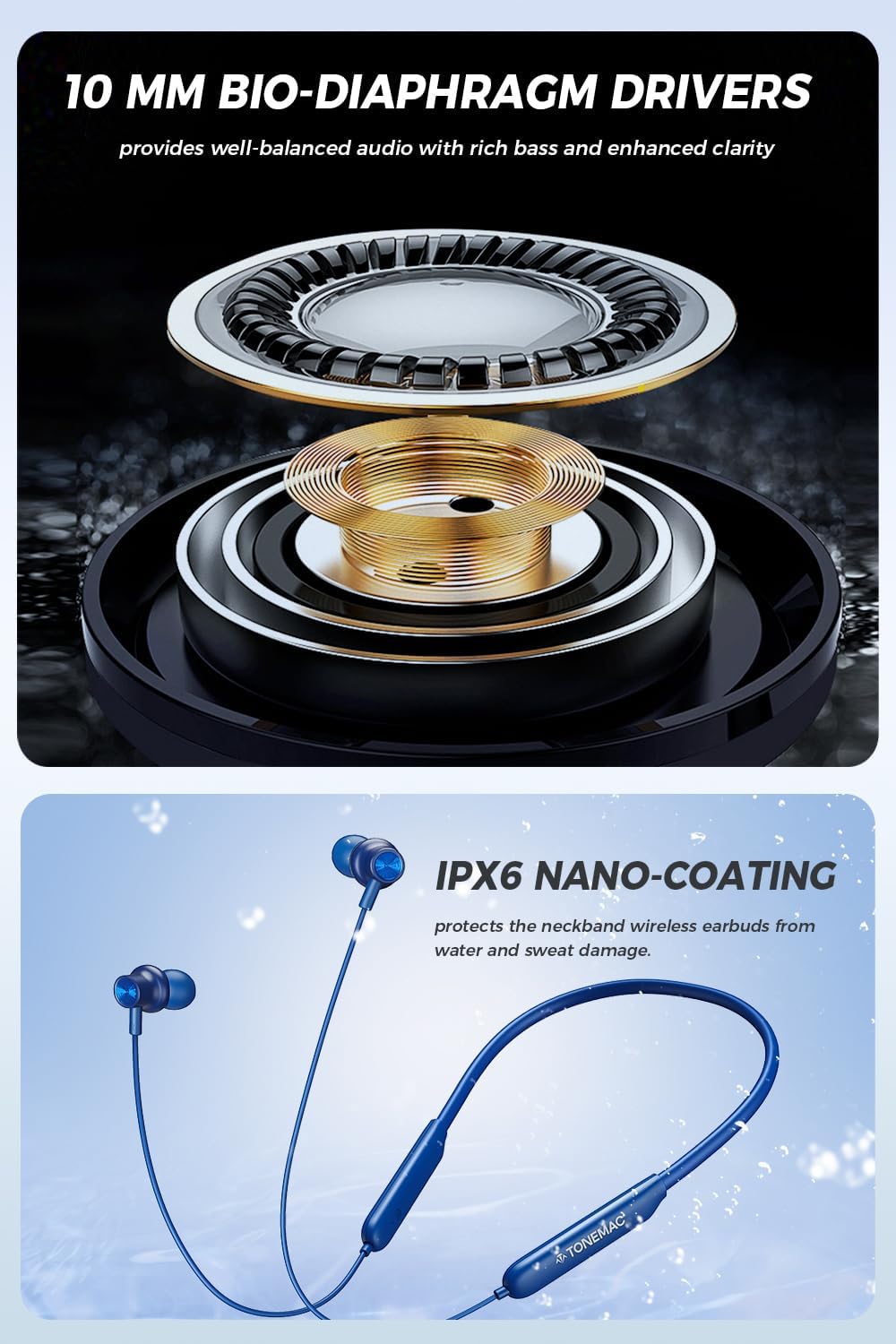 Auriculares Bluetooth N8 inalámbricos con banda magnética para el cuello, 40 horas de reproducción, IPX6 a prueba de sudor, graves profundos para