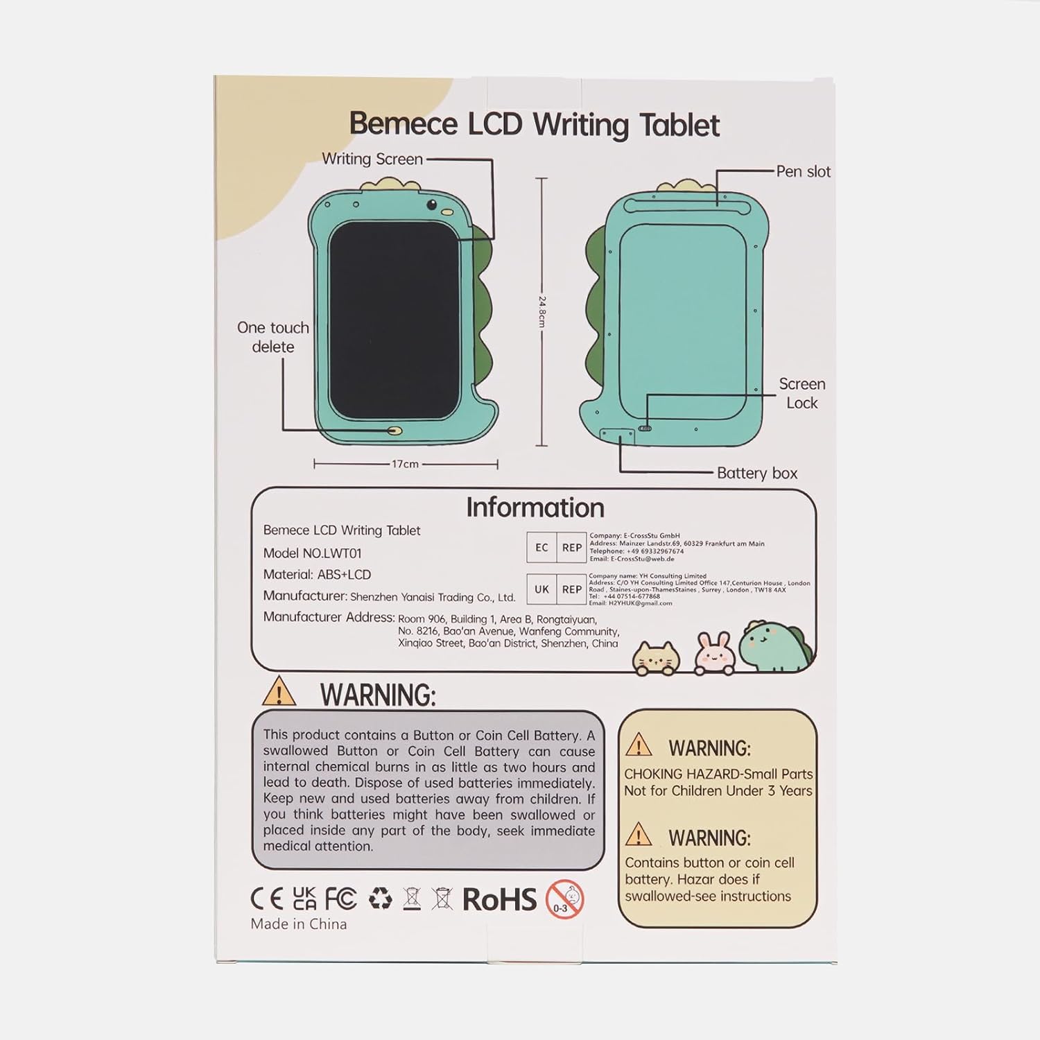 bemece Tableta de escritura LCD para niños, tablero de dibujo de garabatos de pantalla colorida de 8.5 pulgadas, tableta de dibujo electrónica