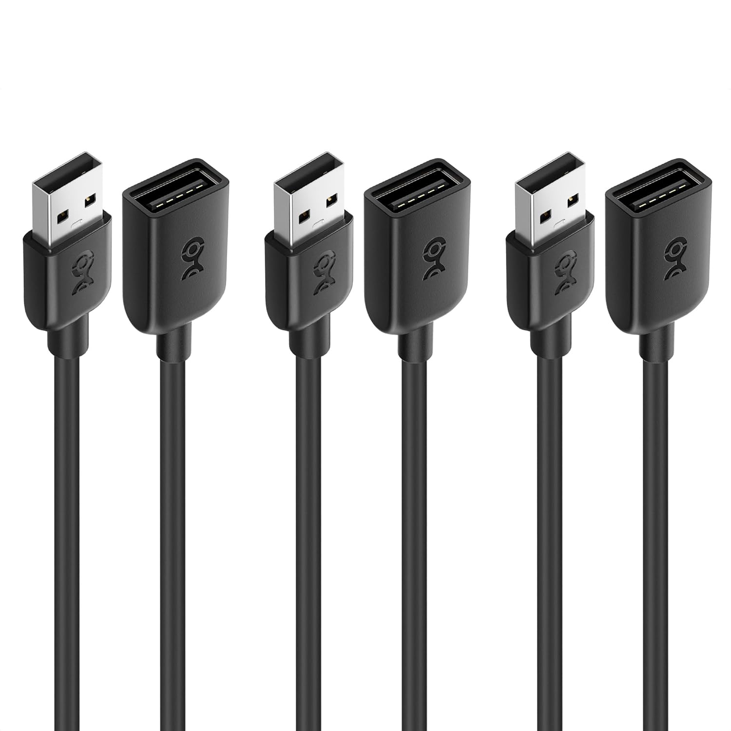 Cable Matters Paquete de 3 cables de extensión USB cortos de 3 pies, cable extensor USB macho a hembra, cable de extensión USB2.0, 480 Mbps, color