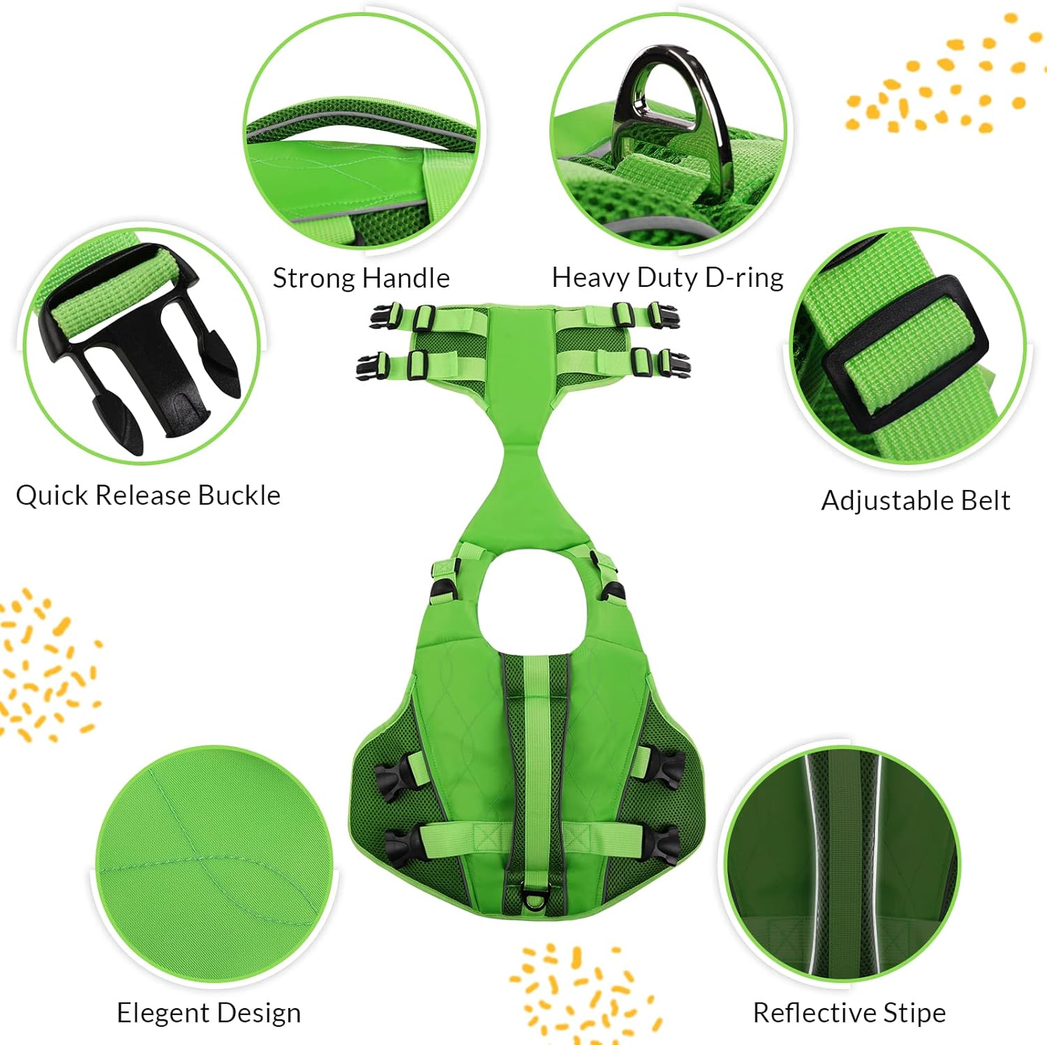 ASENKU Chaleco salvavidas para perros con asa de rescate, chaleco salvavidas para perros para nadar, navegar con alta flotación, antidesgarros,