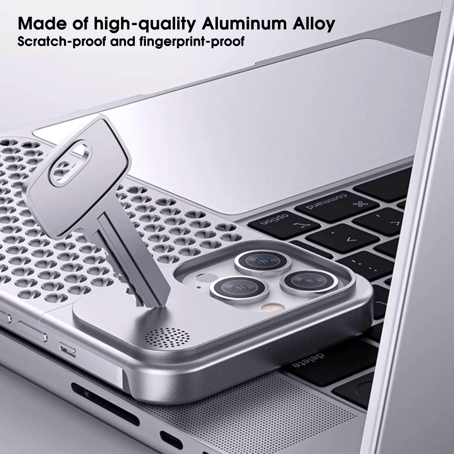 Arae Funda de aluminio para iPhone 14  iPhone 13, disipación de calor anticaídas, funda delgada antiarañazos para iPhone 14iPhone 13, gris