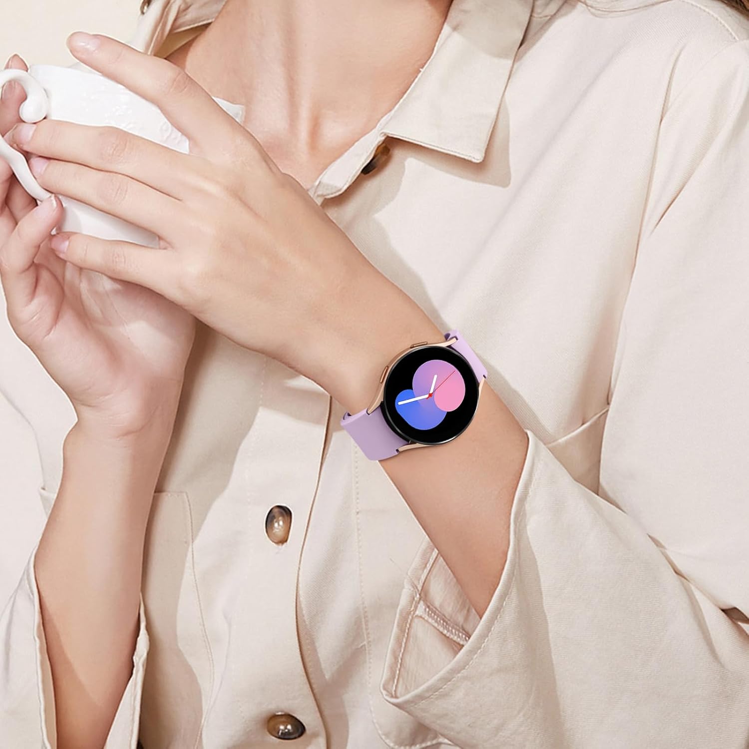 AK Correas compatibles con Samsung Galaxy Watch 7654 – 1.575 pulgadas, 1.732 pulgadas, 1.772 pulgadas, correa deportiva de repuesto de silicona para