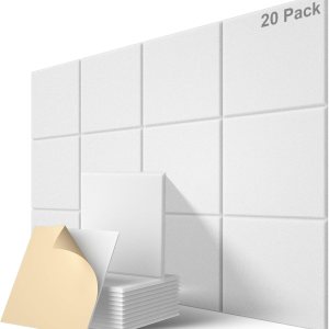 Paquete de 20 paneles acústicos autoadhesivos, paneles de poliéster de alta densidad a prueba de sonido de 12 x 12 x 0.4 pulgadas para paredes, Paquete de 20 paneles acústicos autoadhesivos, paneles de poliéster de alta densidad a prueba de sonido de 12 x 12 x 0.4 pulgadas para paredes,