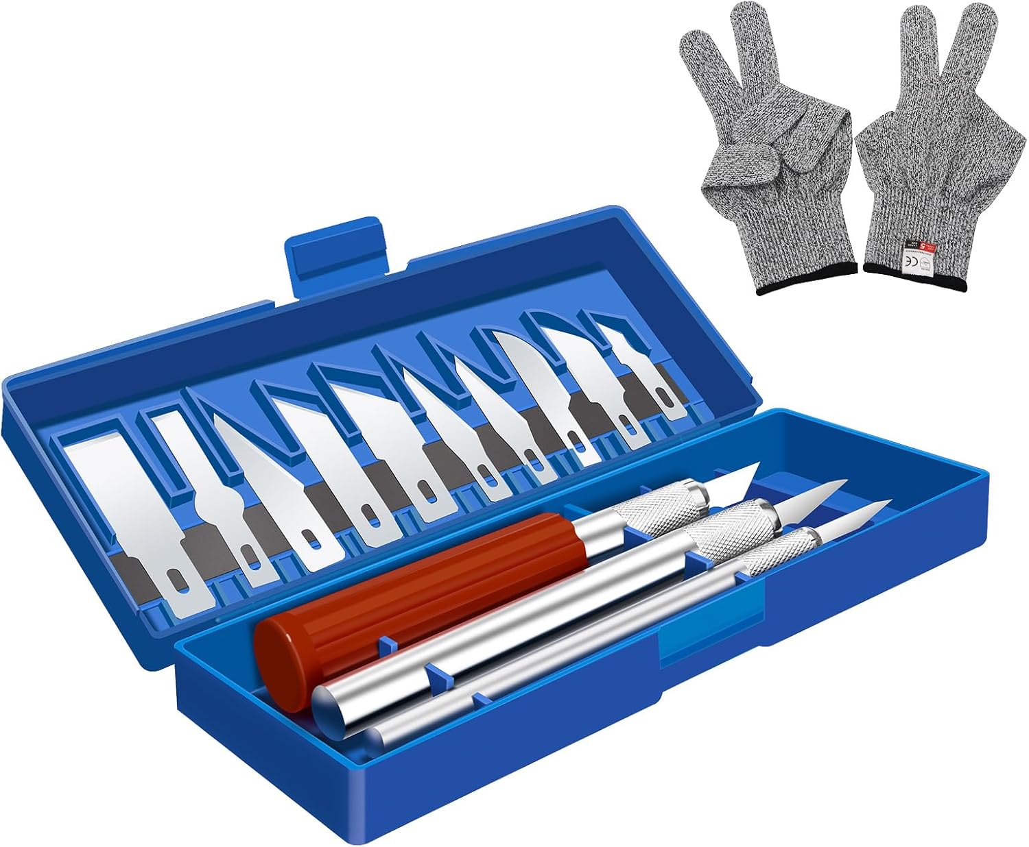 Juego de cuchillos profesionales Exacto con cuchillas de cuchillo Exacto, cuchillas duraderas recubiertas de nitruro de circonio, guantes grandes