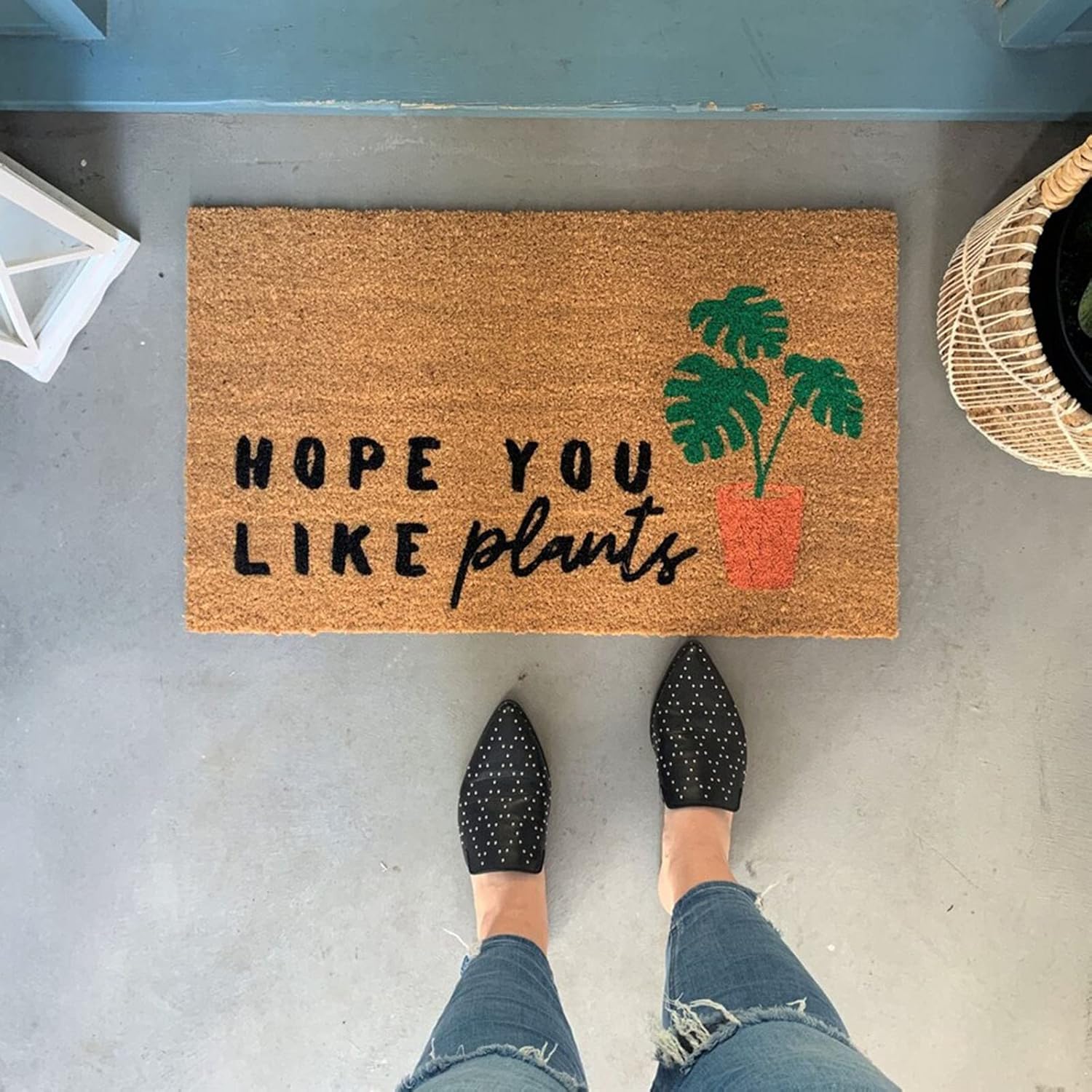 Tapete para puerta delantera, tapete de entrada con texto en inglés Hope You Like Plants, tapete para interiores y exteriores, decoración del hogar,