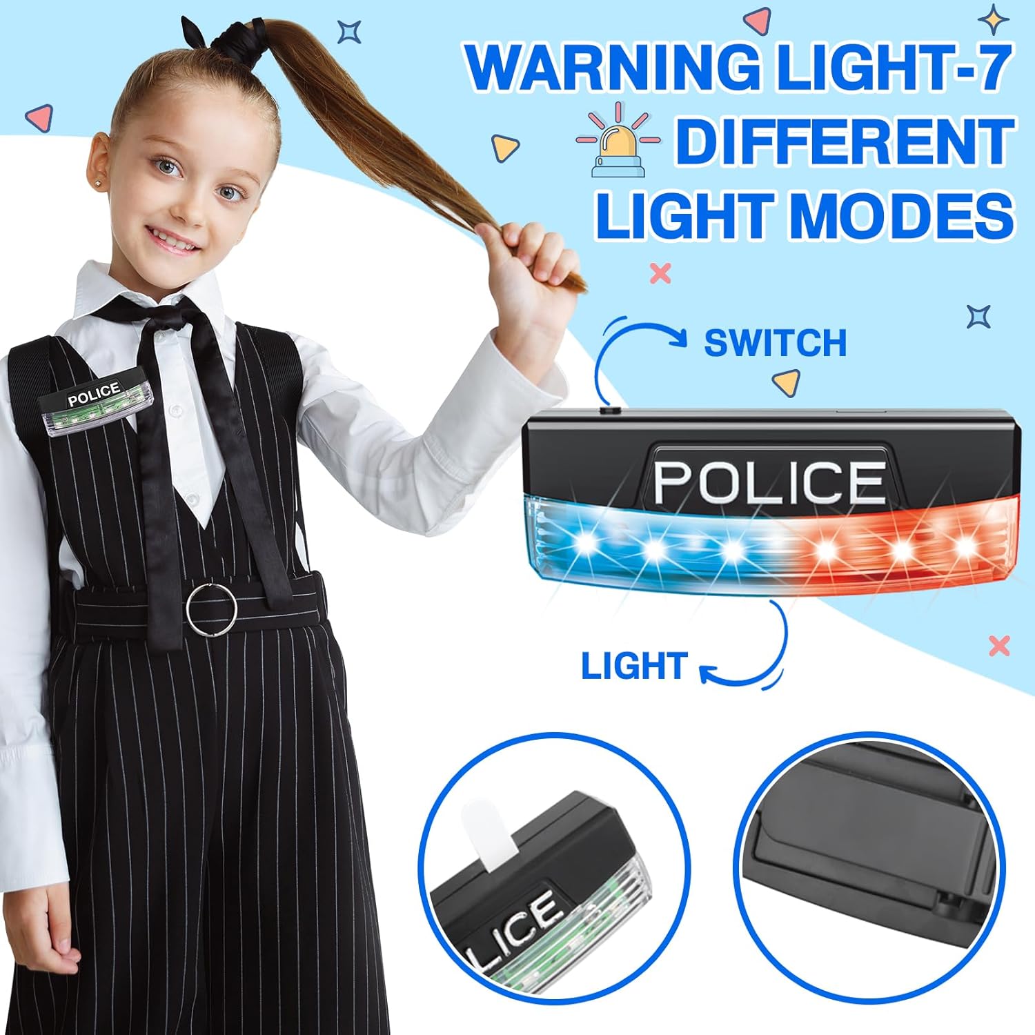 Juguetes de policía, accesorios de policía, juego de rol con esposas, llaves de esposas, luz de advertencia, walkie-talkie, auriculares, tarjeta de