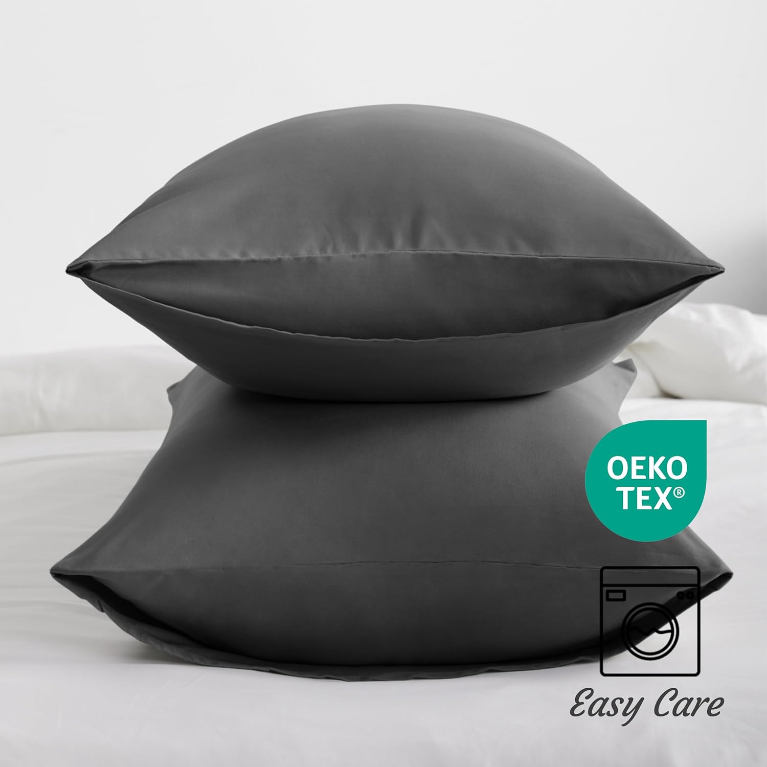 NTBAY Juego de 2 fundas de almohada estándar, paquete de 2 fundas de almohada de microfibra cepillada de 20 x 26 pulgadas, suaves, resistentes a las