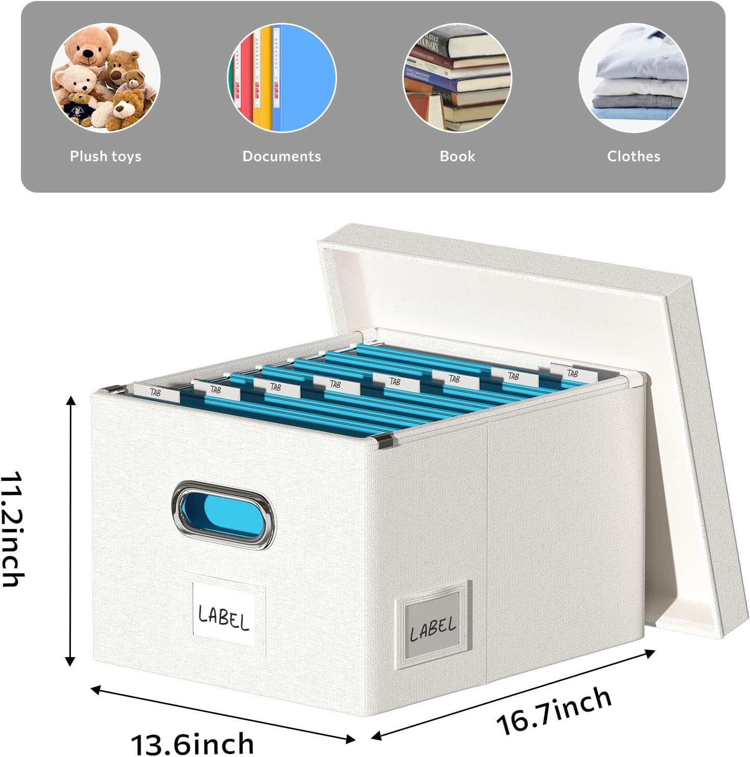 DYWMM Organizador de archivos, caja de almacenamiento plegable para oficina, caja de archivos con tapas, organizador de documentos para oficina y