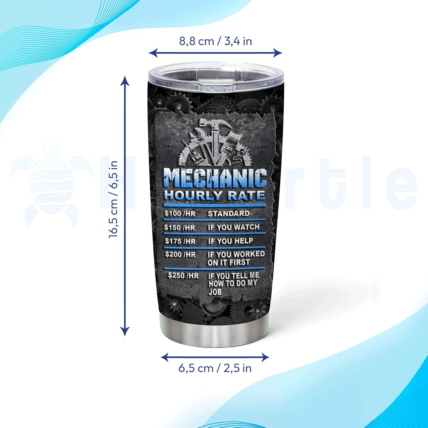 Hyturtle Regalos de mecánico personalizados para hombres, vaso mecánico de 20 onzas, 30 onzas, con la frase “I’m Here Because You Broke Something”,