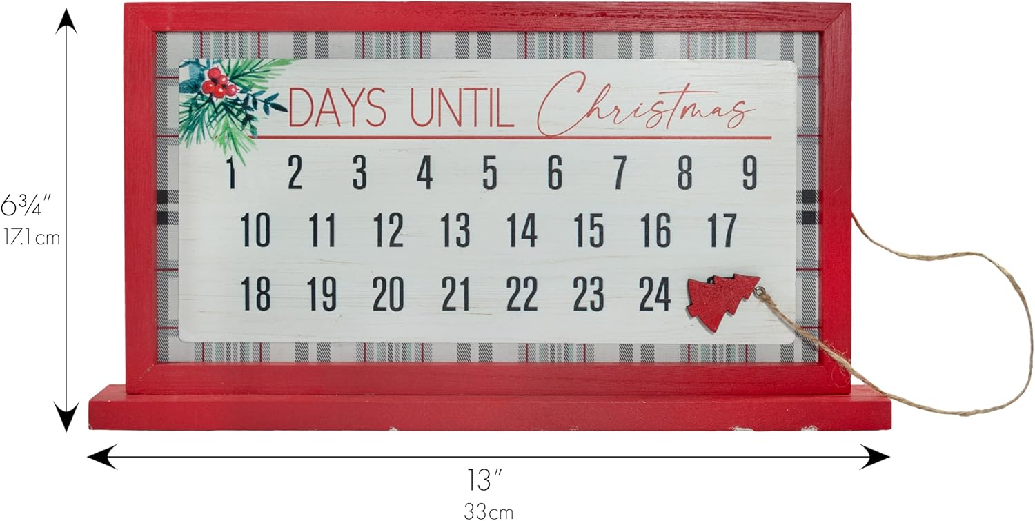 Hanna’s Handiworks Calendario de Adviento de cuenta regresiva de Navidad, decoración de mesa magnética de madera, mueve la pieza del árbol de