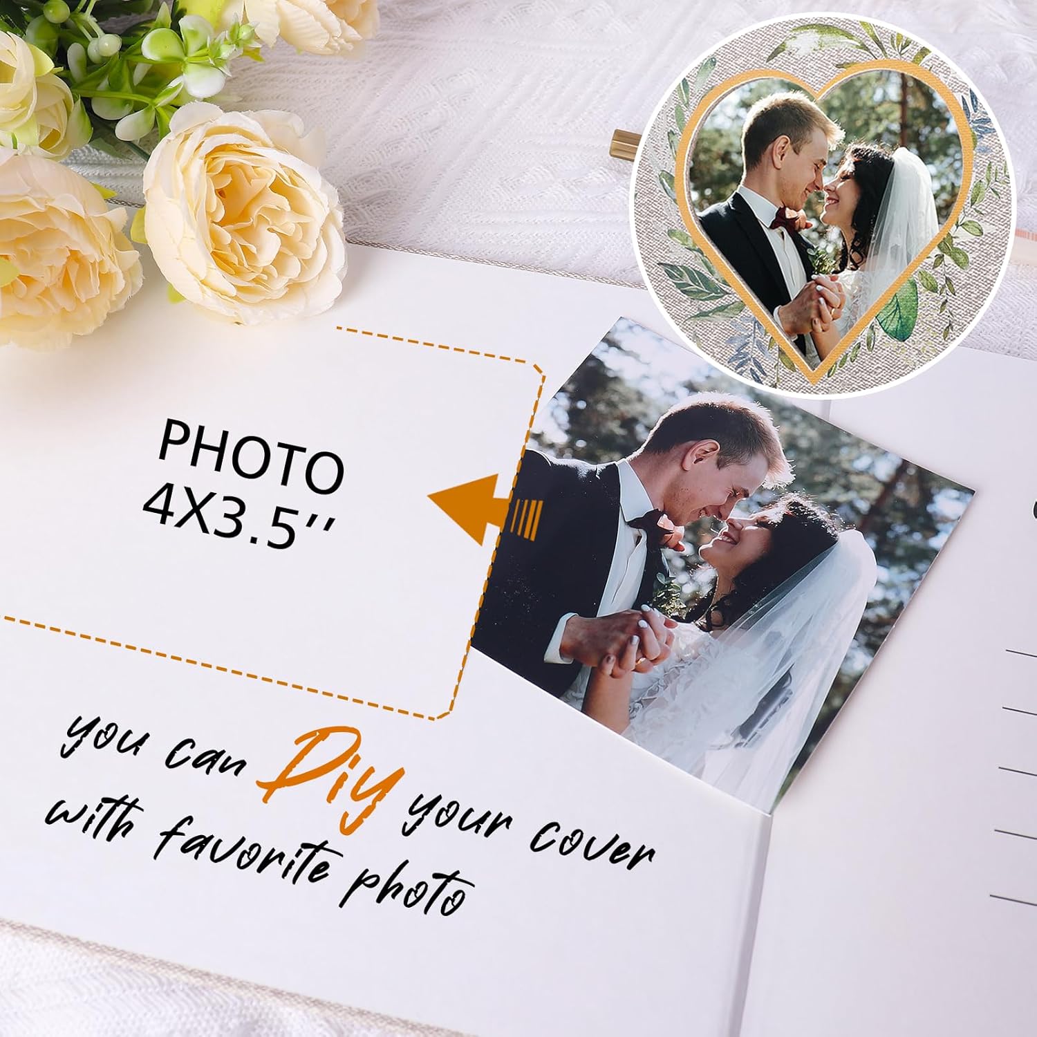Libro de invitados de boda  Libro de invitados personalizado Polaroid para boda con bolígrafo, 120 páginas, tapa dura de 8 x 10 pulgadas, bueno como