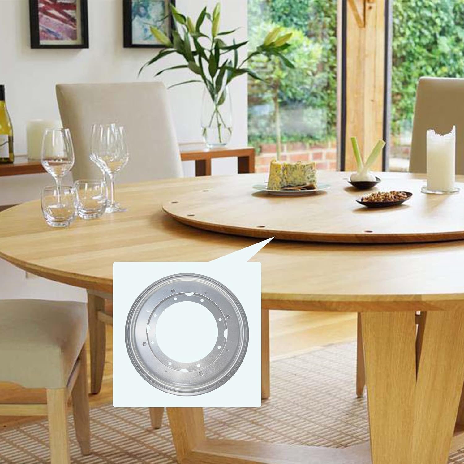 Lazy Susan Hardware – Juego de 2 rodamientos giratorios de 9 pulgadas de grosor, capacidad de carga de 750 libras, base giratoria para mesa