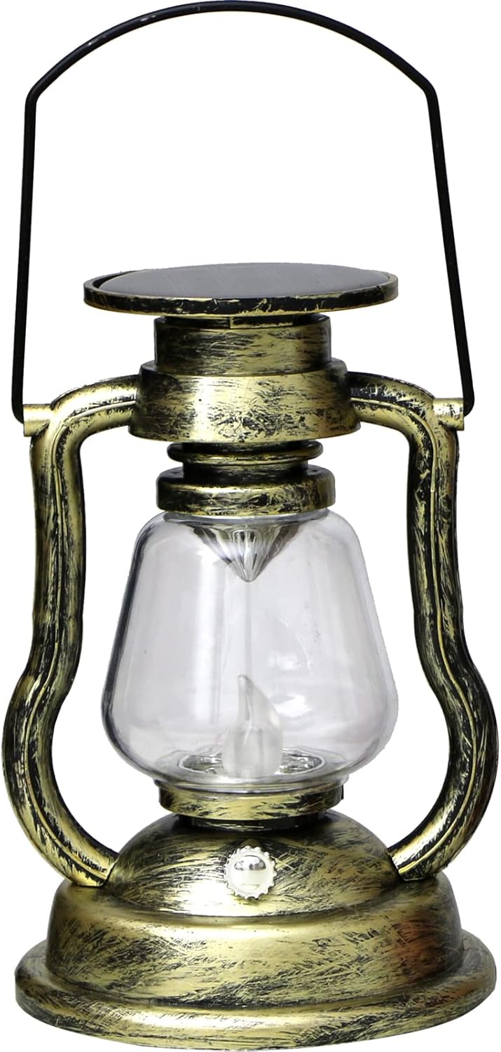 MECAKUCA Faroles LED vintage solares de huracán antiguo impermeable, lámpara colgante de metal antiguo para mesa de interior, iluminación de