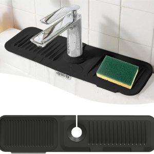 Protector contra salpicaduras de grifo de 24 pulgadas, alfombrilla de silicona para atrapar agua, tapete para fregadero de grifo para cocina, baño, Protector contra salpicaduras de grifo de 24 pulgadas, alfombrilla de silicona para atrapar agua, tapete para fregadero de grifo para cocina, baño,