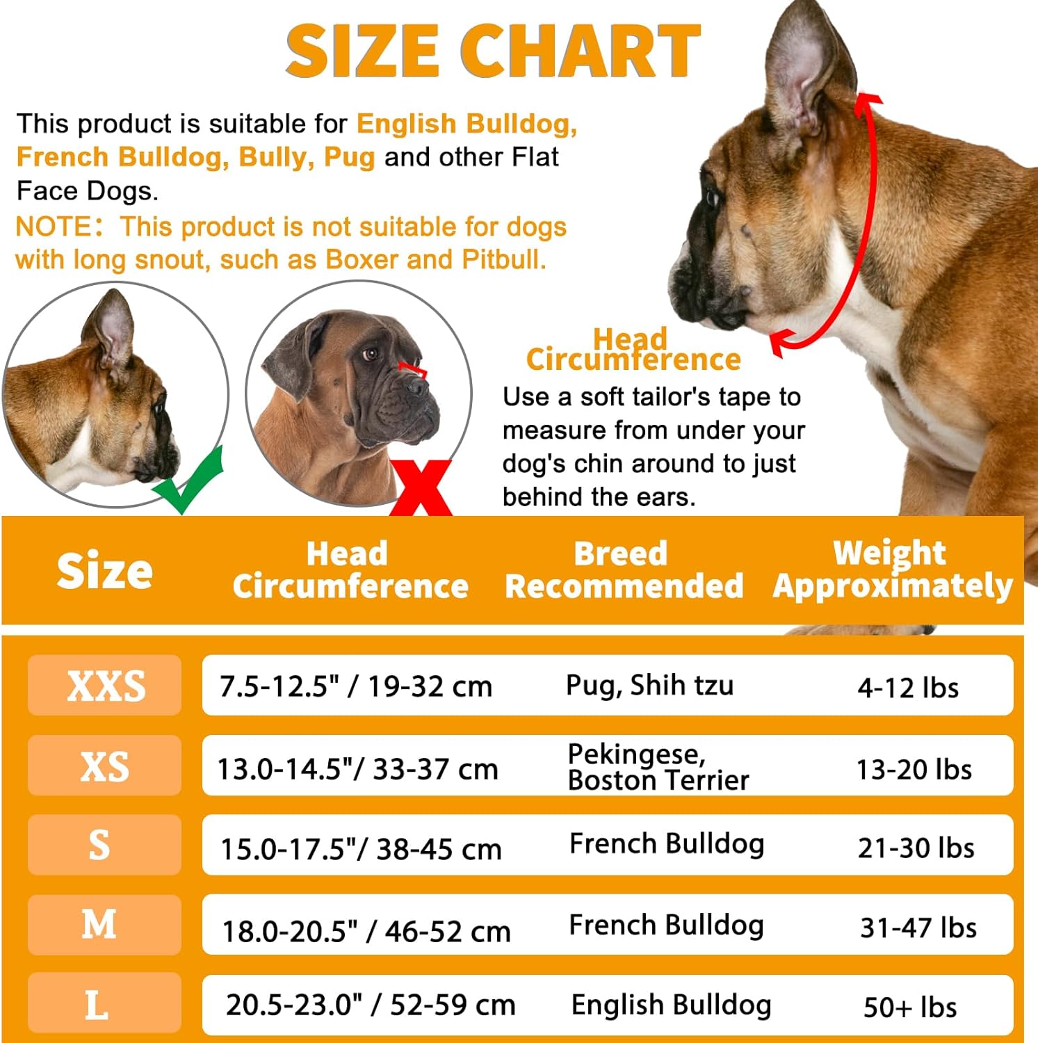 Bozal corto para perro, bozal de malla transpirable con cara plana para bulldog francés, shih tzu y pug, bozal de bulldog para morder, masticar,