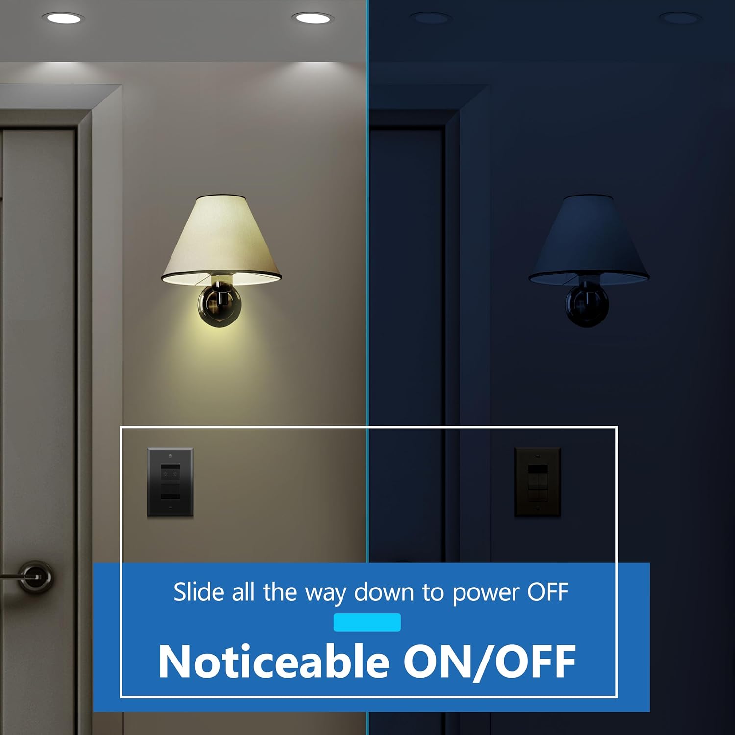 LIDER Combinación de control de interruptor de luz de atenuación doble, 2 controles de luz deslizante, un solo polo, 400 W CFLLED, 600 W