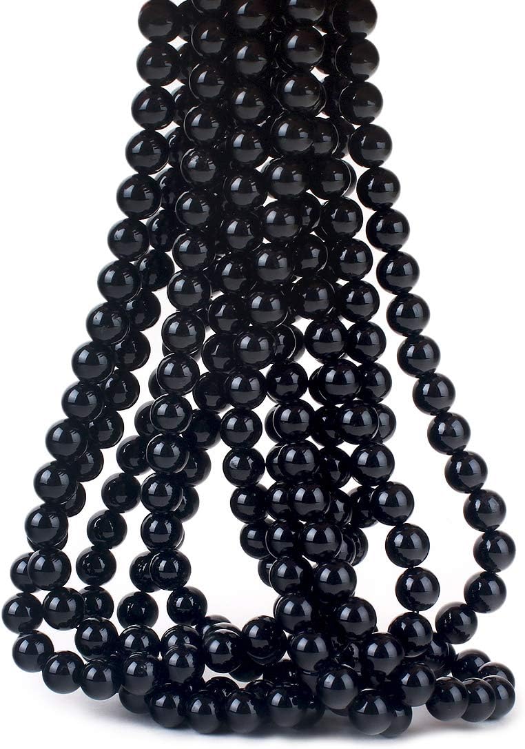 60 piedras preciosas curativas naturales de 0.236 pulgadas, piedra energética de turmalina negra, cuentas redondas sueltas, cuentas de cristal
