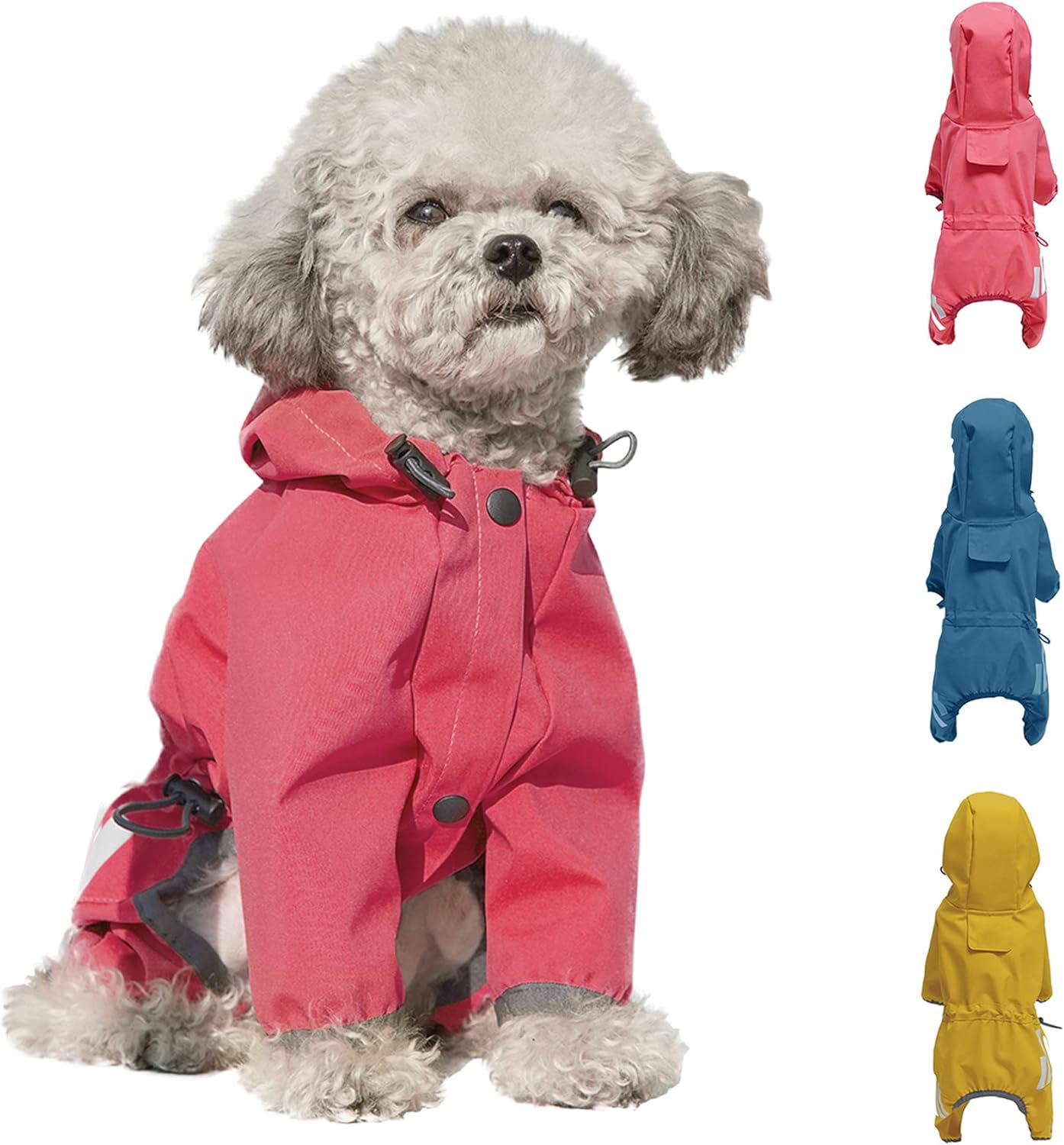 Impermeable impermeable para cachorros con capucha para cachorros pequeños y medianos, chaqueta impermeable para perro con correa reflectante y