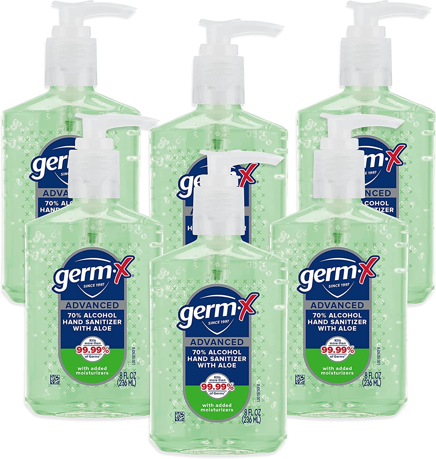 Germ-x Advanced – Desinfectante de manos con aloe y vitamina E, gel hidratante que no se seca, fórmula instantánea y sin enjuague, botella