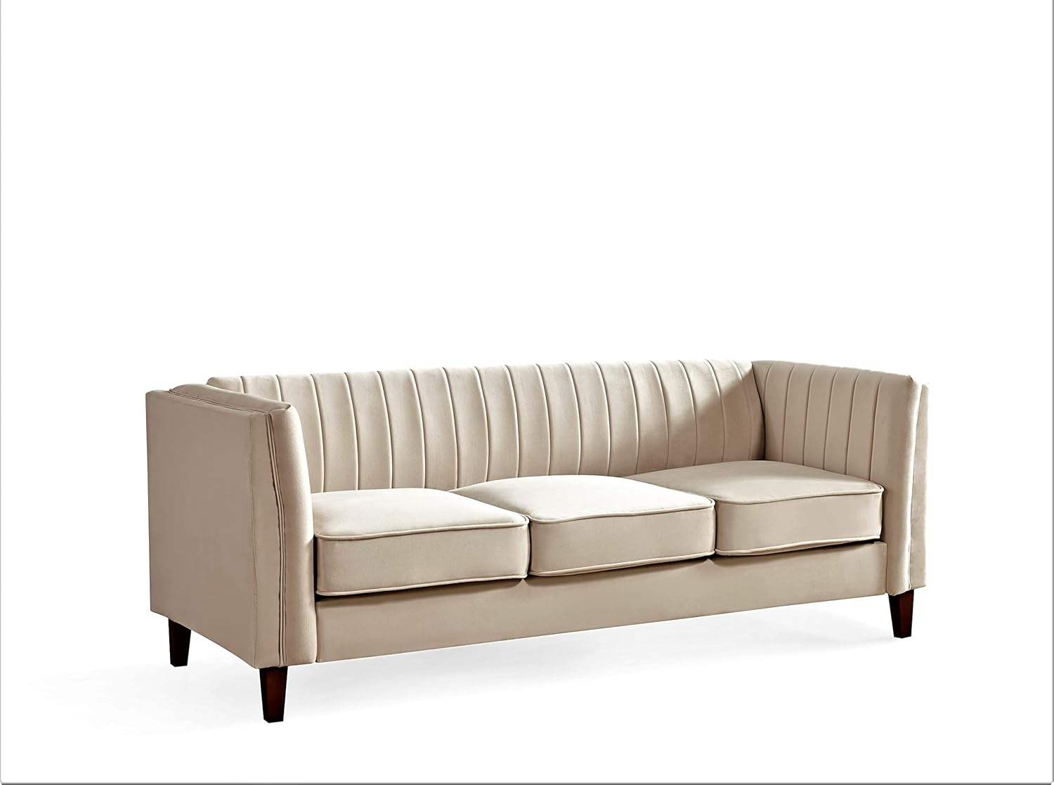 Container Furniture Direct Sofá moderno de terciopelo de lujo para sala de estar, con espuma de alta densidad, tapicería de tela suave, cojines