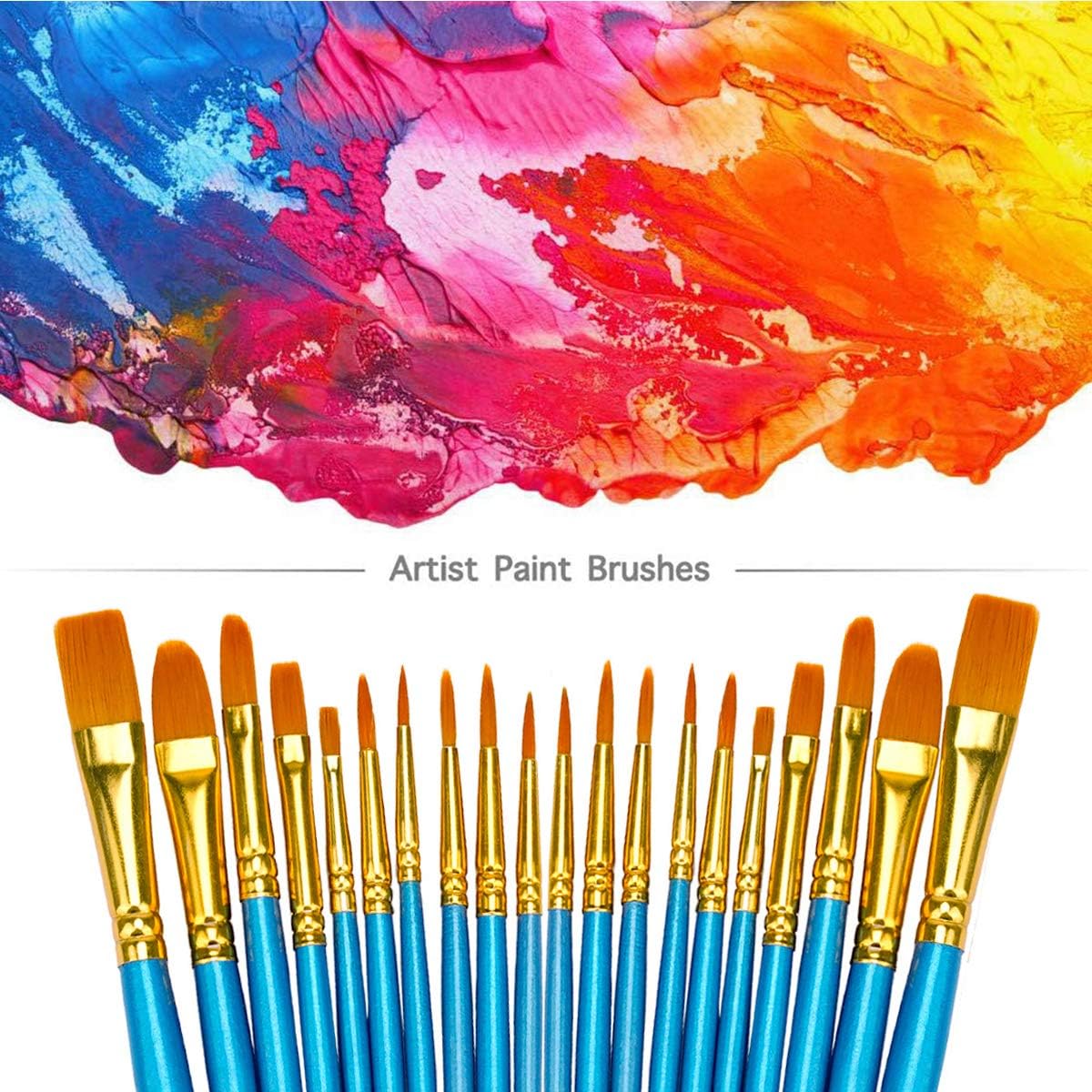 BOSOBO Juego de 6 pinceles de pintura, 60 pinceles de punta redonda puntiaguda, pinceles de nailon para artistas del cabello acrílicos para aceite