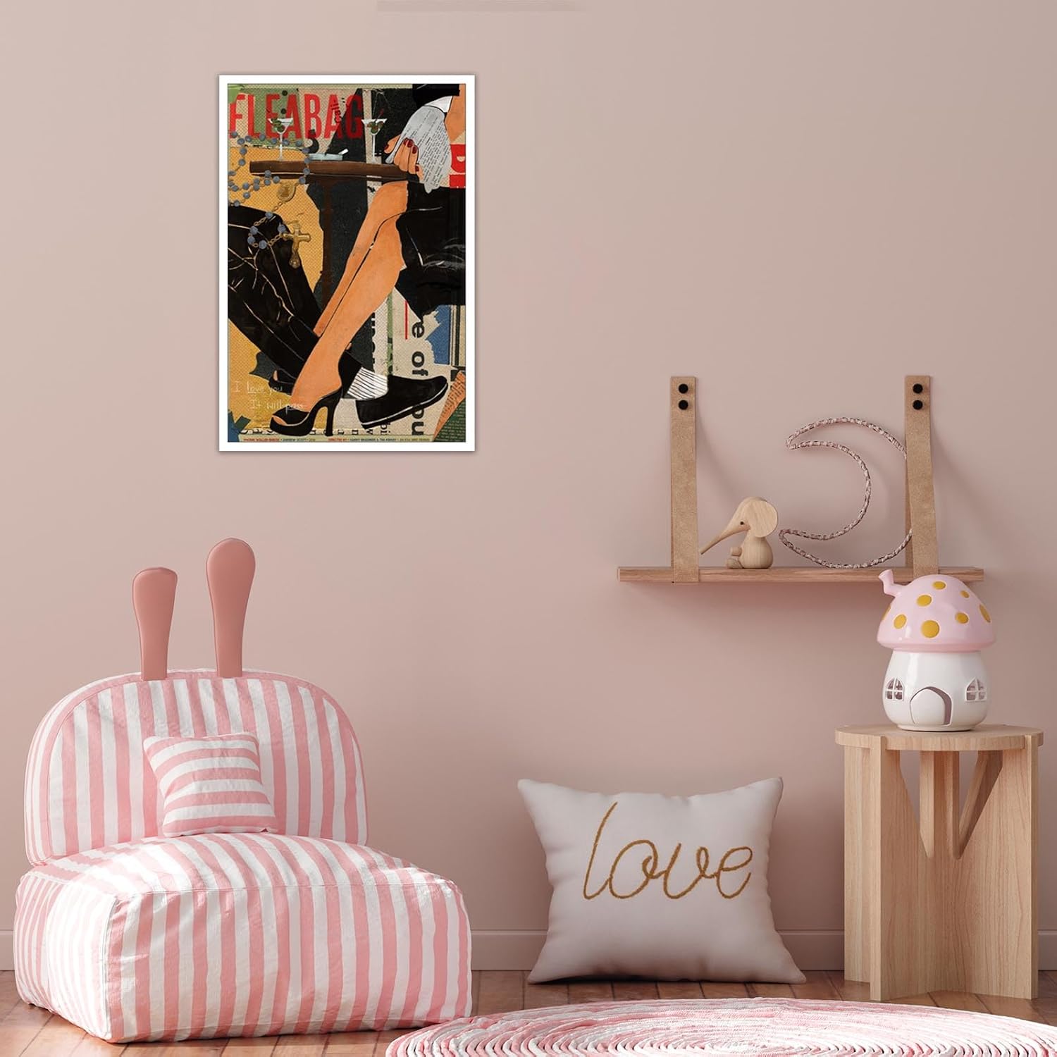 Dcvjiy Póster colorido retro de moda con texto en inglés I Love You Is Will Pass, lienzo decorativo para pared, diseño de barra y carrito,