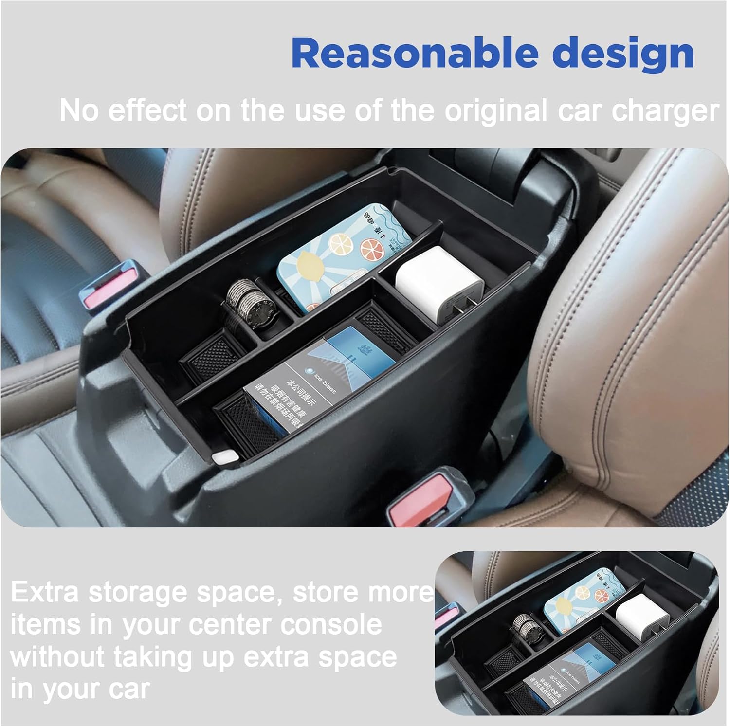 Carwiner Organizador de consola central para Ford Bronco Sport CX430 2020-2025 2020-2025 Ford Escape Tray Caja de almacenamiento, reposabrazos