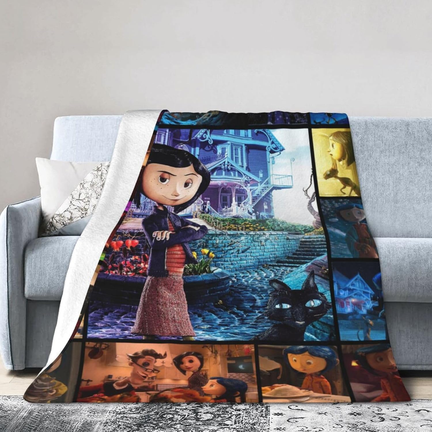 Cora-linjones – Manta estampada de 60 x 50 pulgadas, suave y ligera, manta de aire acondicionado, oficina, sofá, cama, viajes, camping, regalo