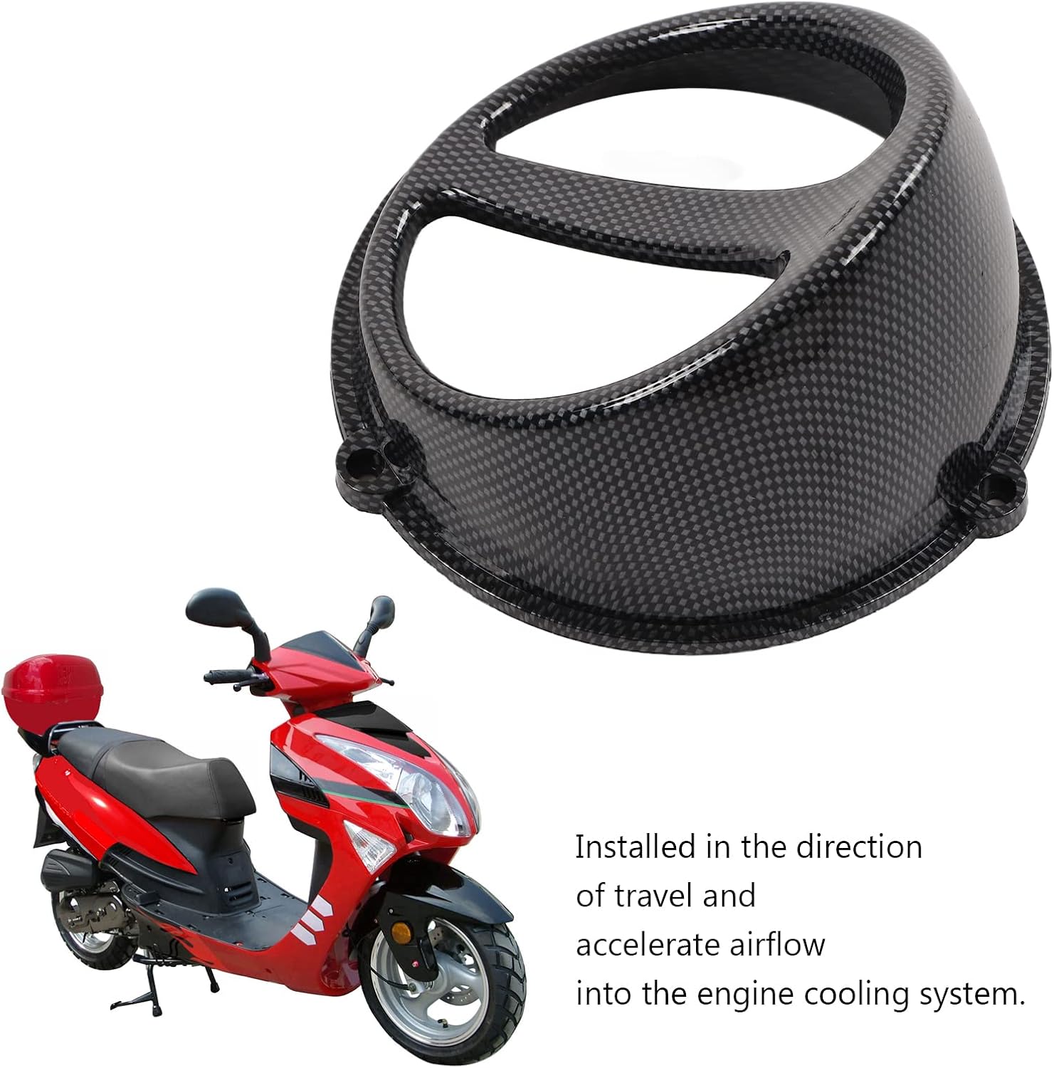 Acouto Cubierta de pala de aire para motocicleta, cubierta de ventilador de refrigeración de motor de motocicleta, reemplazo de estilo de fibra de