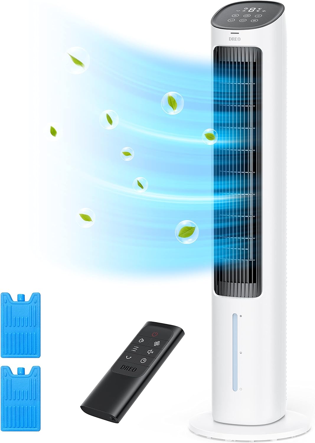 Dreo Enfriador de aire evaporativo, ventiladores de enfriamiento de 40 pulgadas que soplan aire frío, oscilación de 80, tanque de agua extraíble,
