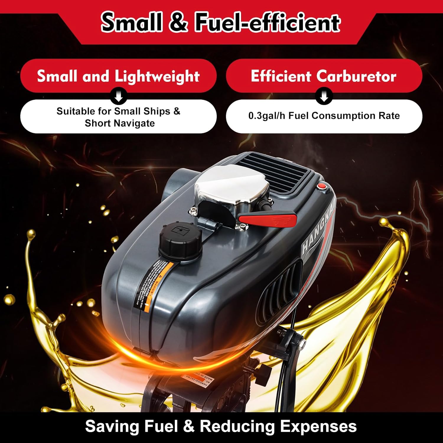 Motor fuera de borda de 2 tiempos de 3.5 HP, motor fuera de borda de 49 cc con sistema de refrigeración por agua CDI, motor fuera de borda
