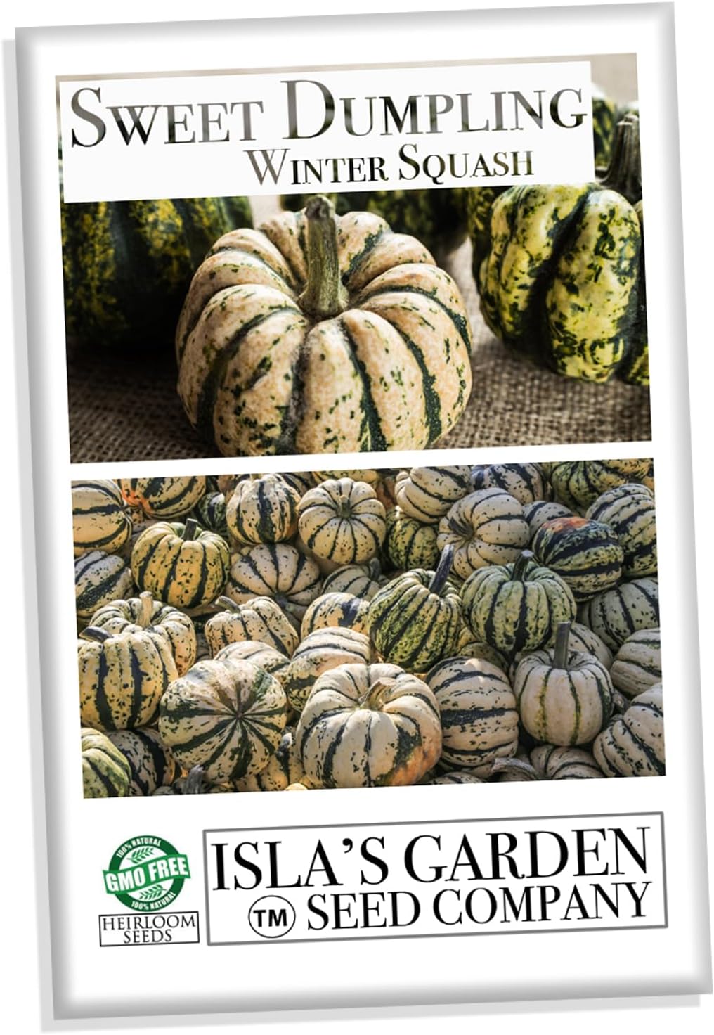 Semillas de calabaza de invierno Sweet Dumpling para plantar, más de 50 semillas de reliquia por paquete, semillas de jardín de Isla (semillas de