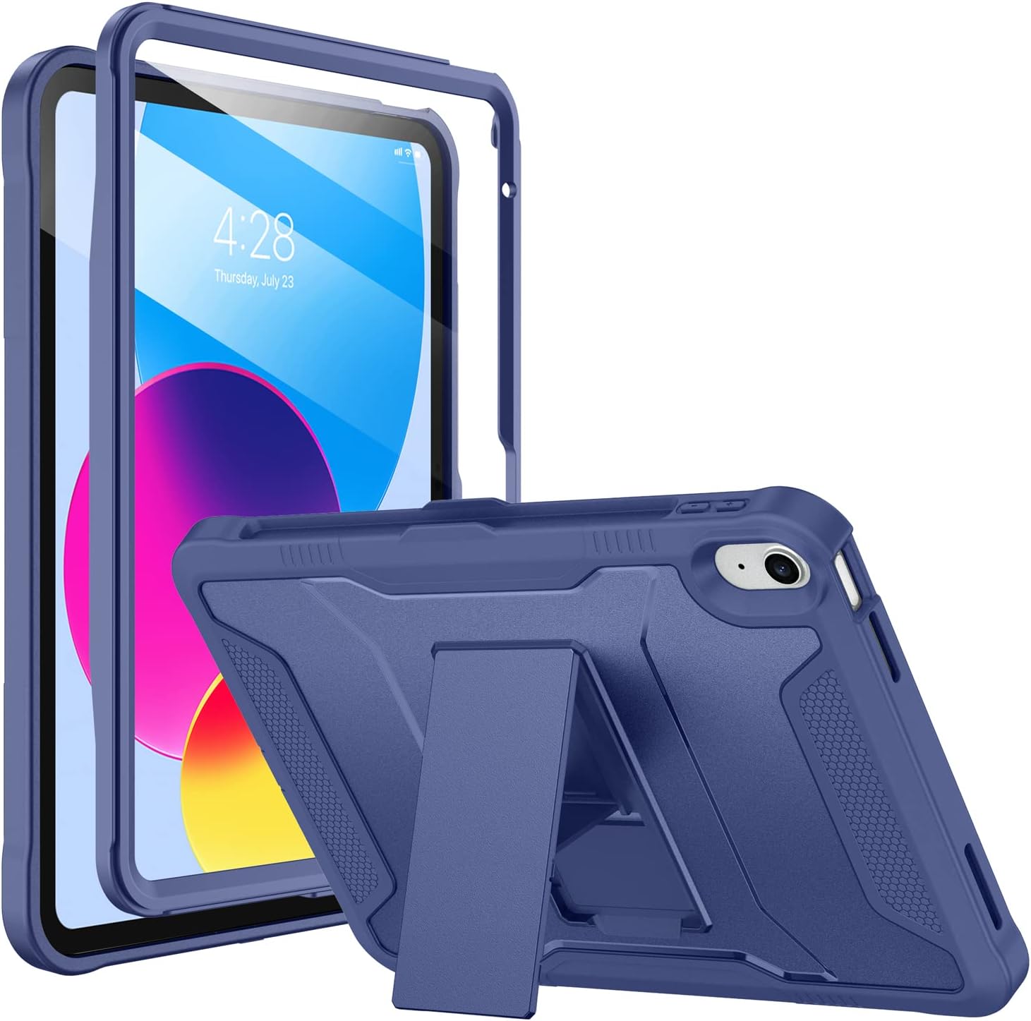 Soke Funda para iPad de 10.9 pulgadas de 10.9 pulgadas 2022, con protector de pantalla integrado y soporte, funda protectora de cuerpo completo