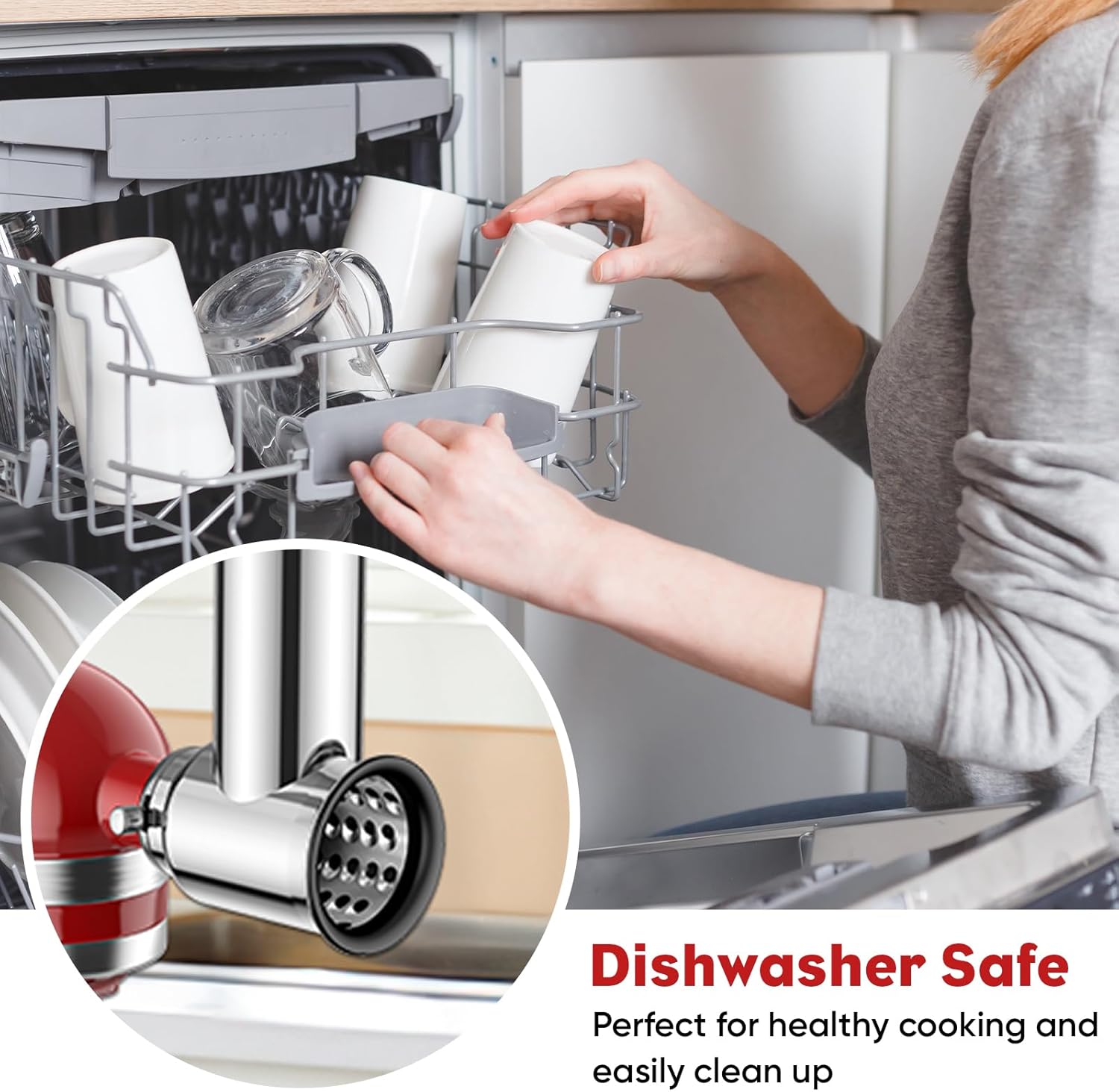 Accesorio para trituradora de acero inoxidable para batidora de pie KitchenAid, accesorio para rallador de queso para Kitchenaid, máquina de