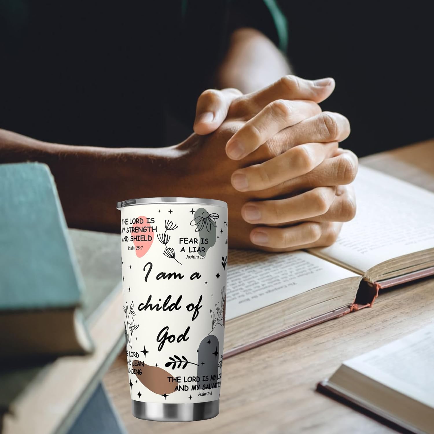 Regalos cristianos para mujer, vaso de acero inoxidable de 20 onzas, regalo inspirador de fe religiosa Jesús Dios, versículo bíblico