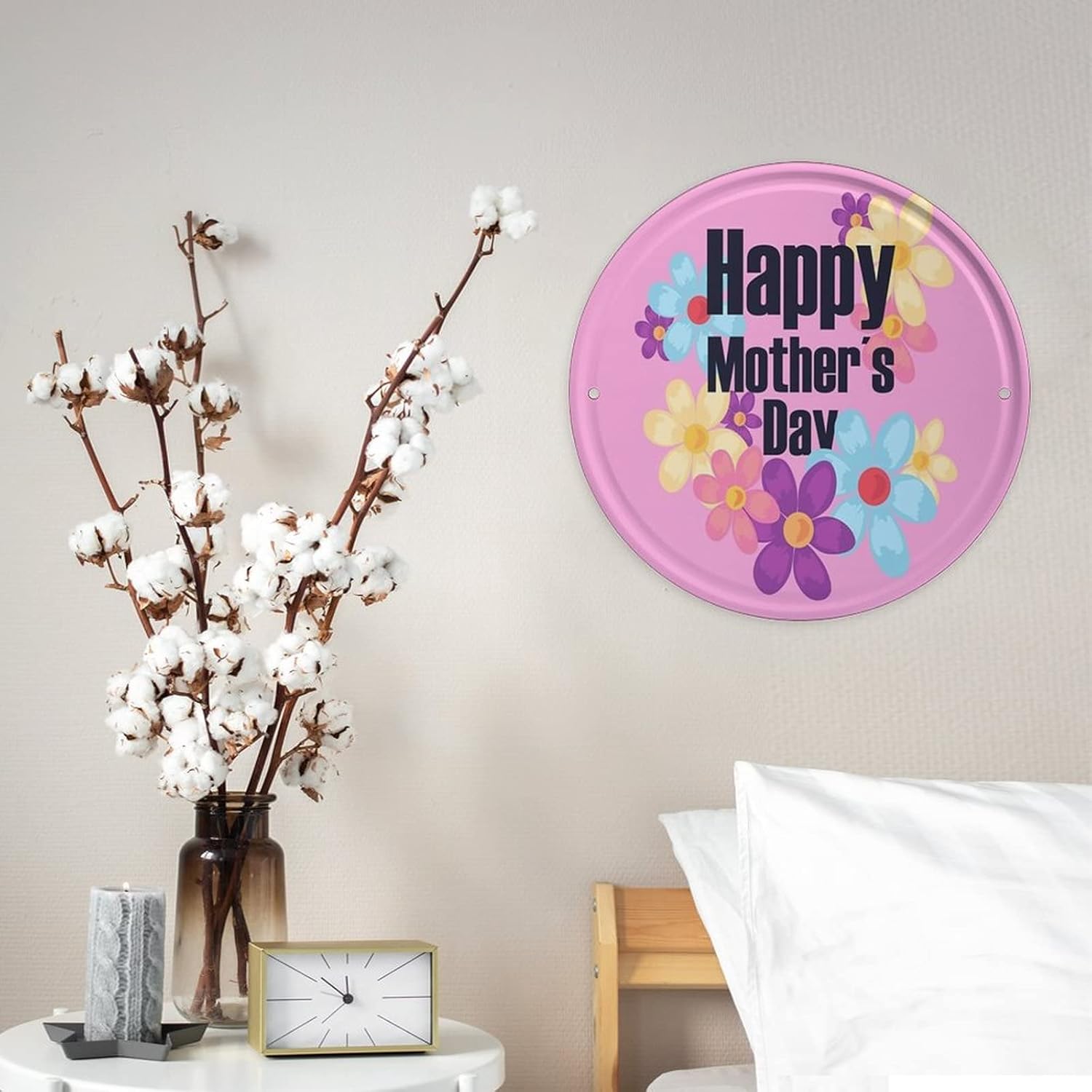 Cartel de metal con texto en inglés Happy Mother’S Day (Happy Mother’S Day de Stranger Things), decoración de pared, 6 x 6 pulgadas, cocina, puerta,