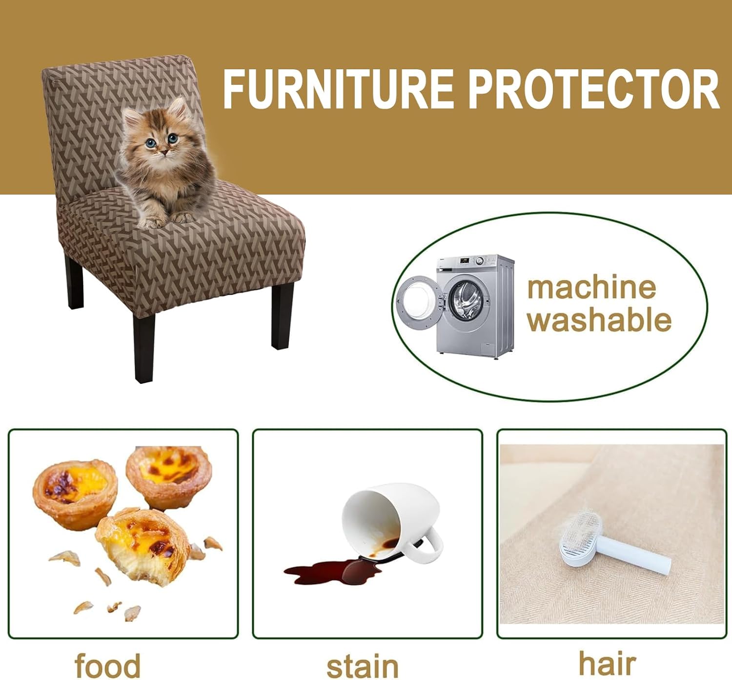 HAOYONG Funda para silla de acento sin brazos, funda elástica para silla, fundas para silla de pantuflas, fundas protectoras de muebles para sala de