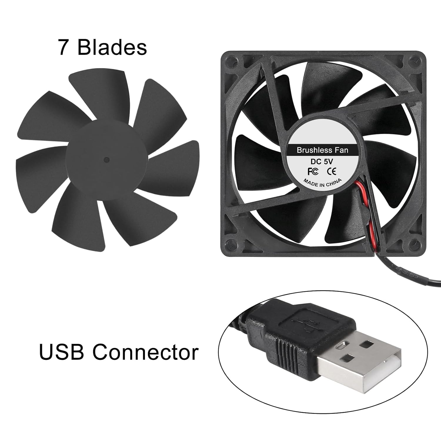 4 unids 8025 Ventilador de enfriamiento 3.150×3.150×0.984 in DC 12V Cooler Ventilador sin escobillas Ventilador 3.150 in XH2.54 2Pin para DIY PC