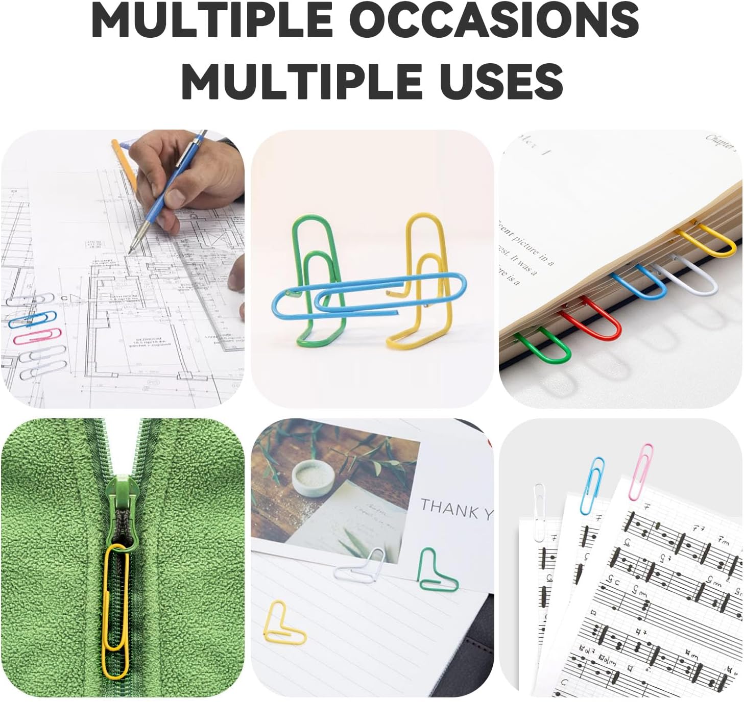 300 clips de papel grandes, clips de papel jumbo de 2 pulgadas, clips de papel de colores surtidos, ideales para oficina, escuela y uso personal