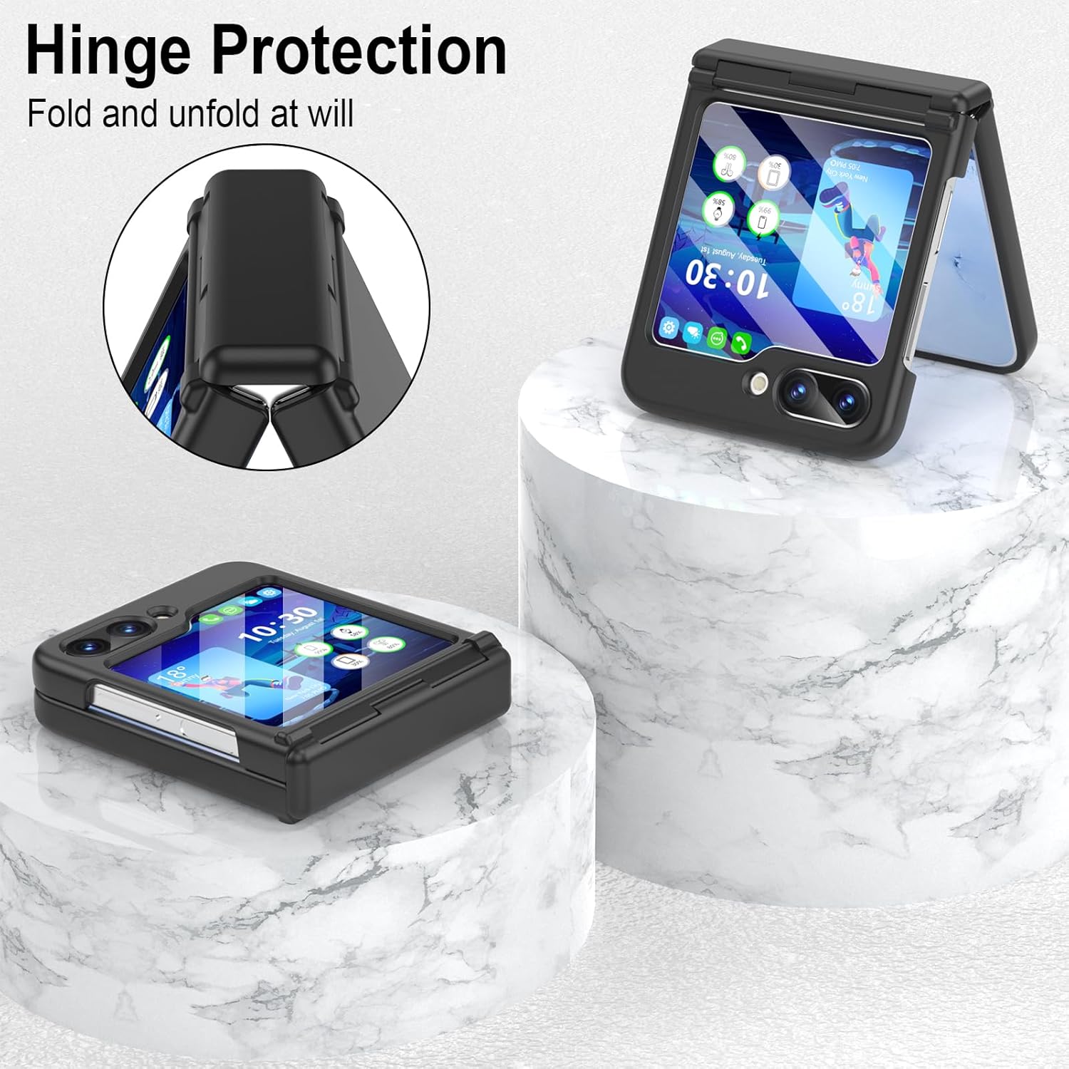 Funda para Samsung Flip 5, Galaxy Z Flip 5 con protección de bisagra cubierta de cuerpo completo para Samsung Galaxy Z Flip 5 5G (negro)