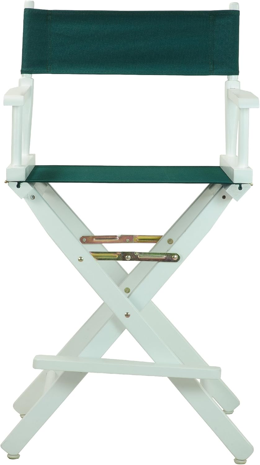 Casual Home – Silla de director de 24.0in, marco blanco con lona verde cazador, altura de mostrador